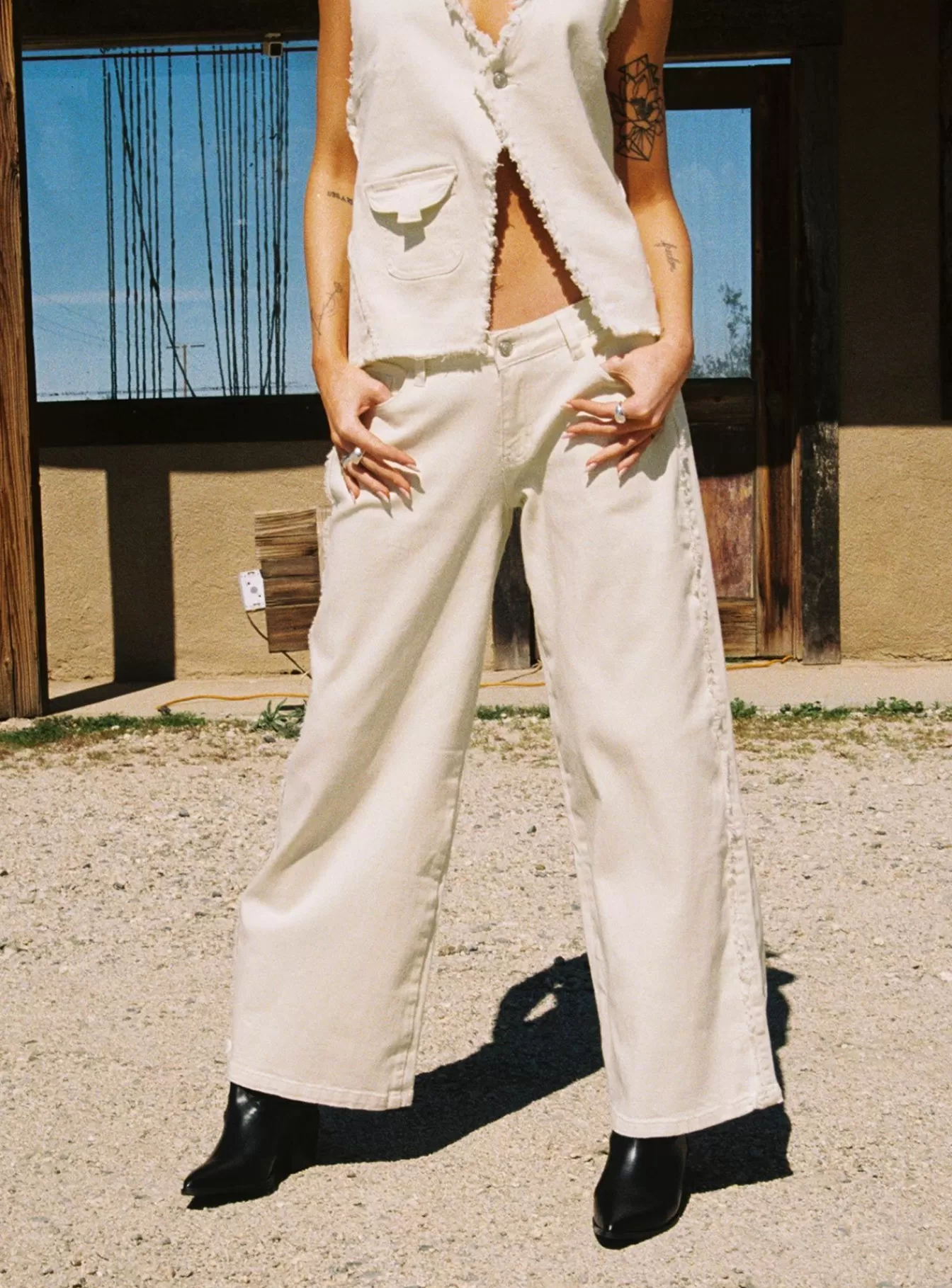 Princess Polly Pants | Kiaan Low Rise Wide Leg Pants Cream
