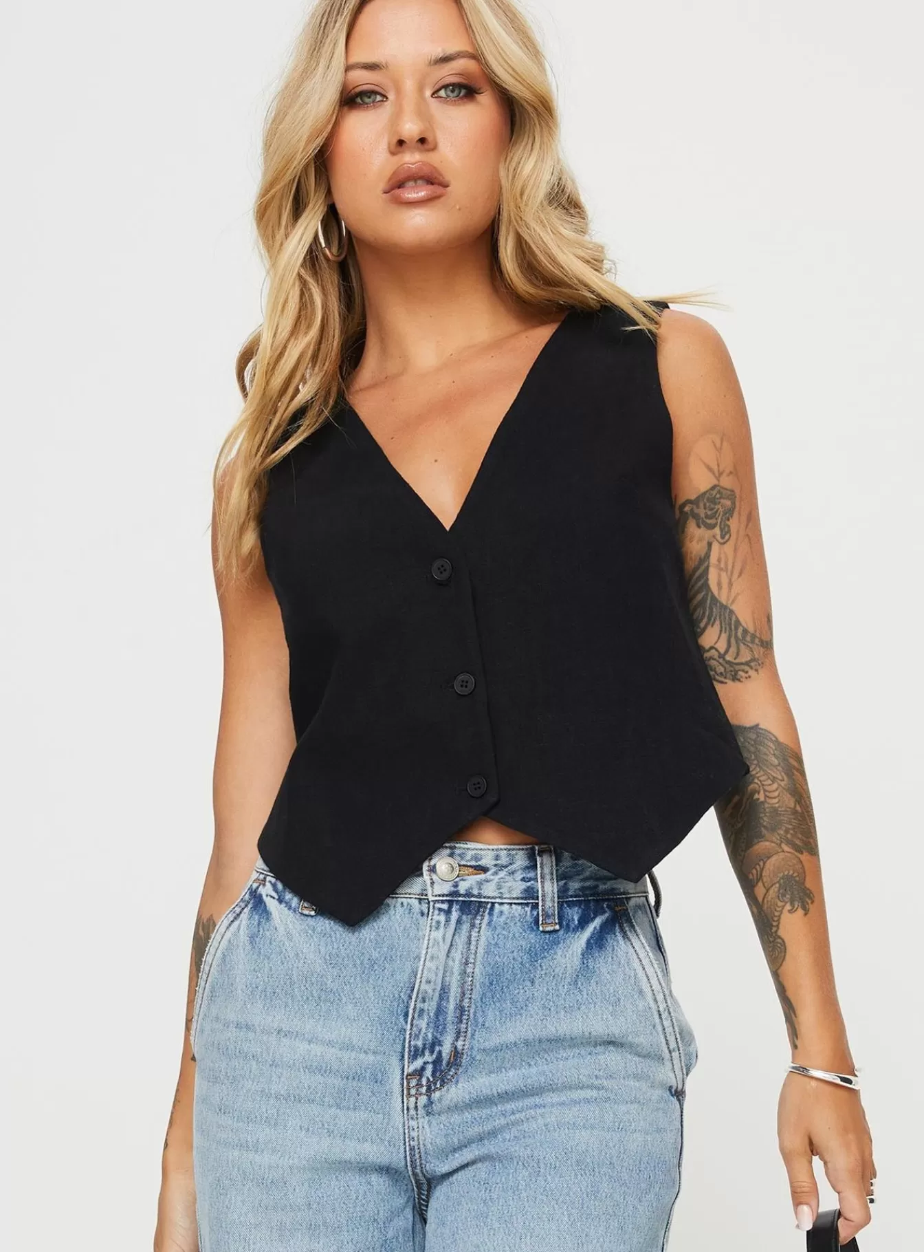 Princess Polly Crop Tops | Leo Vest Black