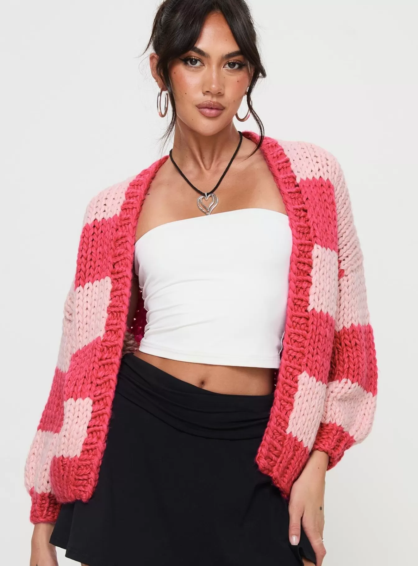 Princess Polly Knitted Sweaters | Lester Knit Cardigan Pink Stripe