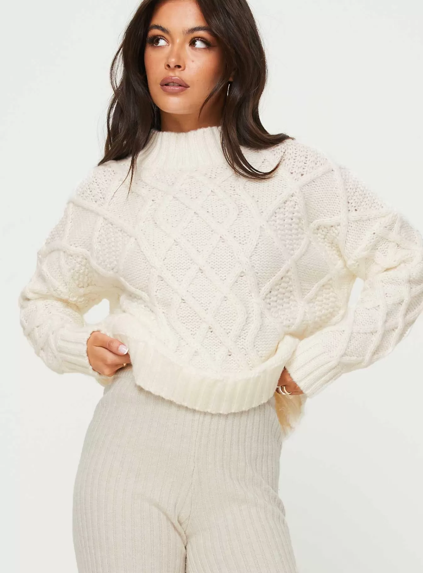 Princess Polly Knitted Sweaters | Lewin Cable Knit Sweater Beige