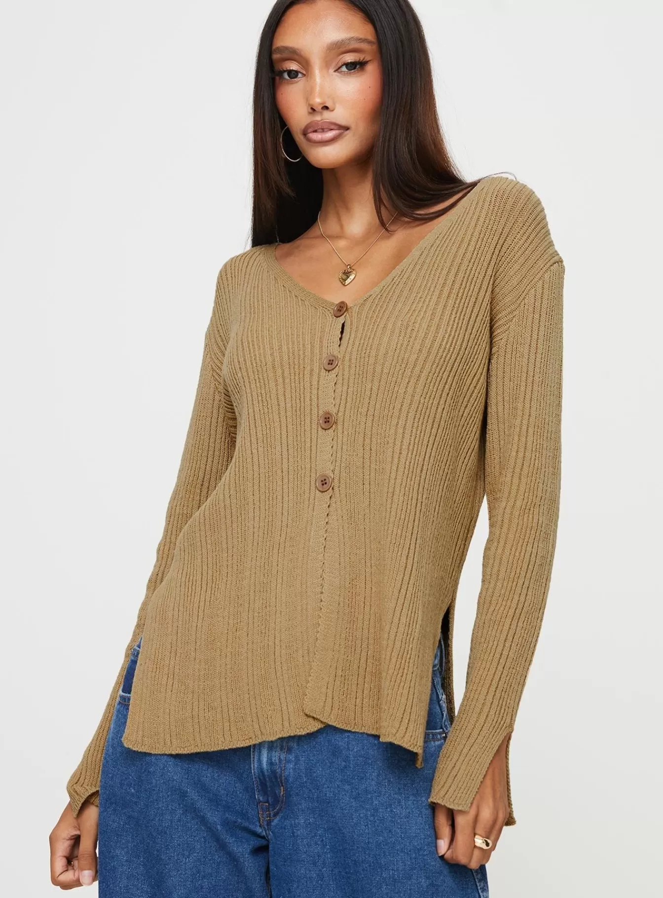 Princess Polly Knitted Sweaters | Lexie Knit Cardigan Beige Marle