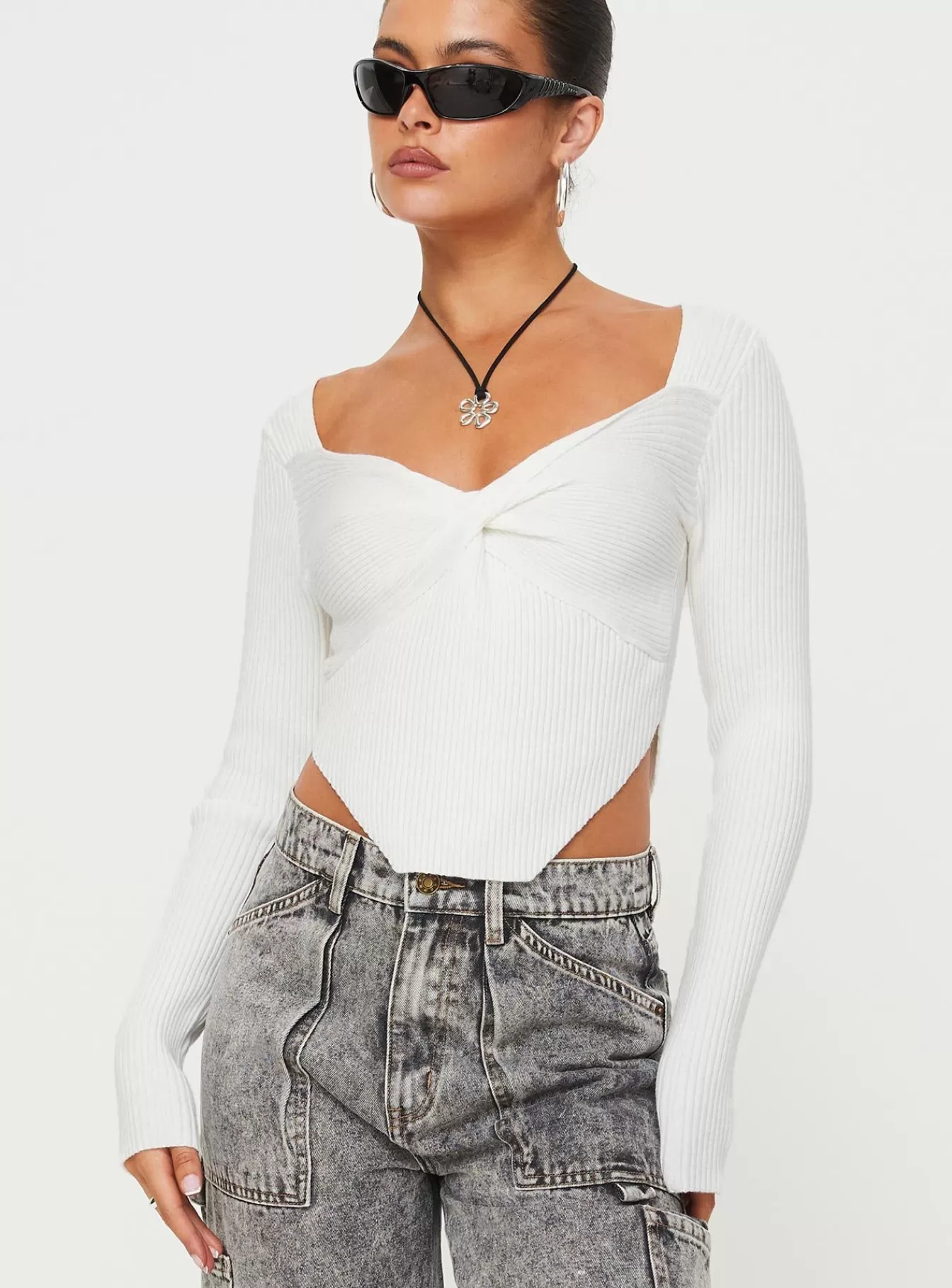 Princess Polly Long Sleeve Tops | Listette Long Sleeve Top White