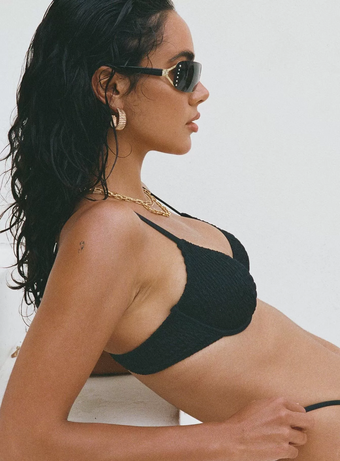 Princess Polly Lower Impact | Lolita Underwire Shirred Bikini Top Black