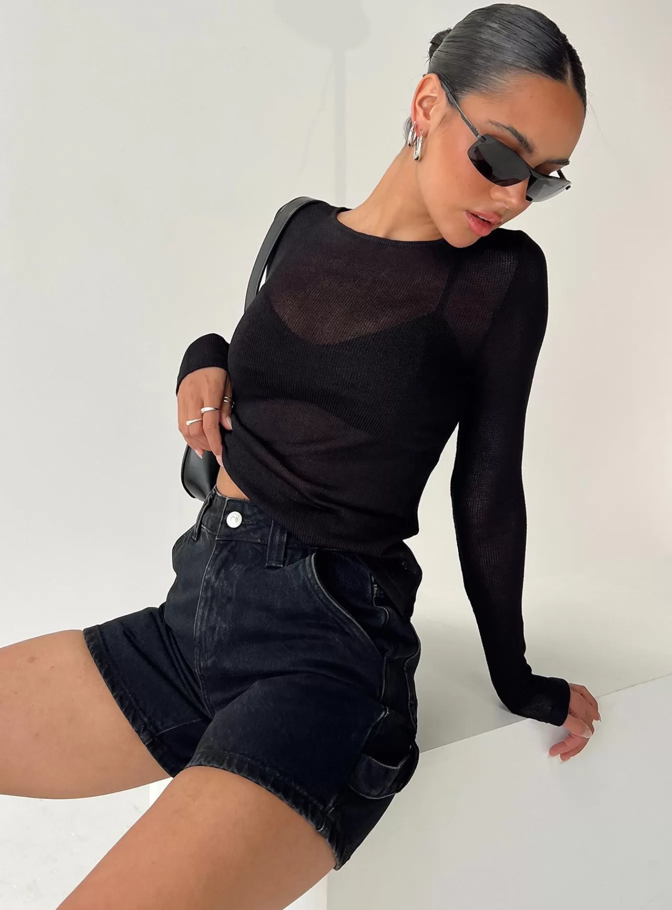 Princess Polly Shorts | Lou Carpenter Denim Shorts Black