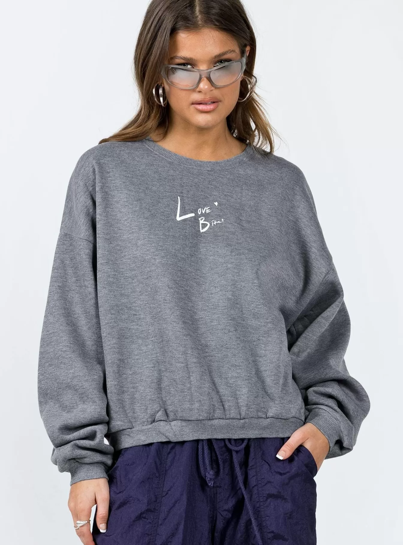 Princess Polly Sweatshirts & Hoodies | Love Bites Sweatshirt Grey