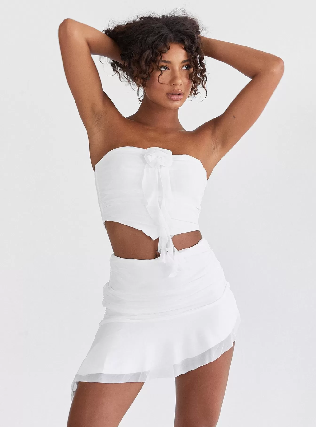 Princess Polly Crop Tops | Lovell Ruffle Set White
