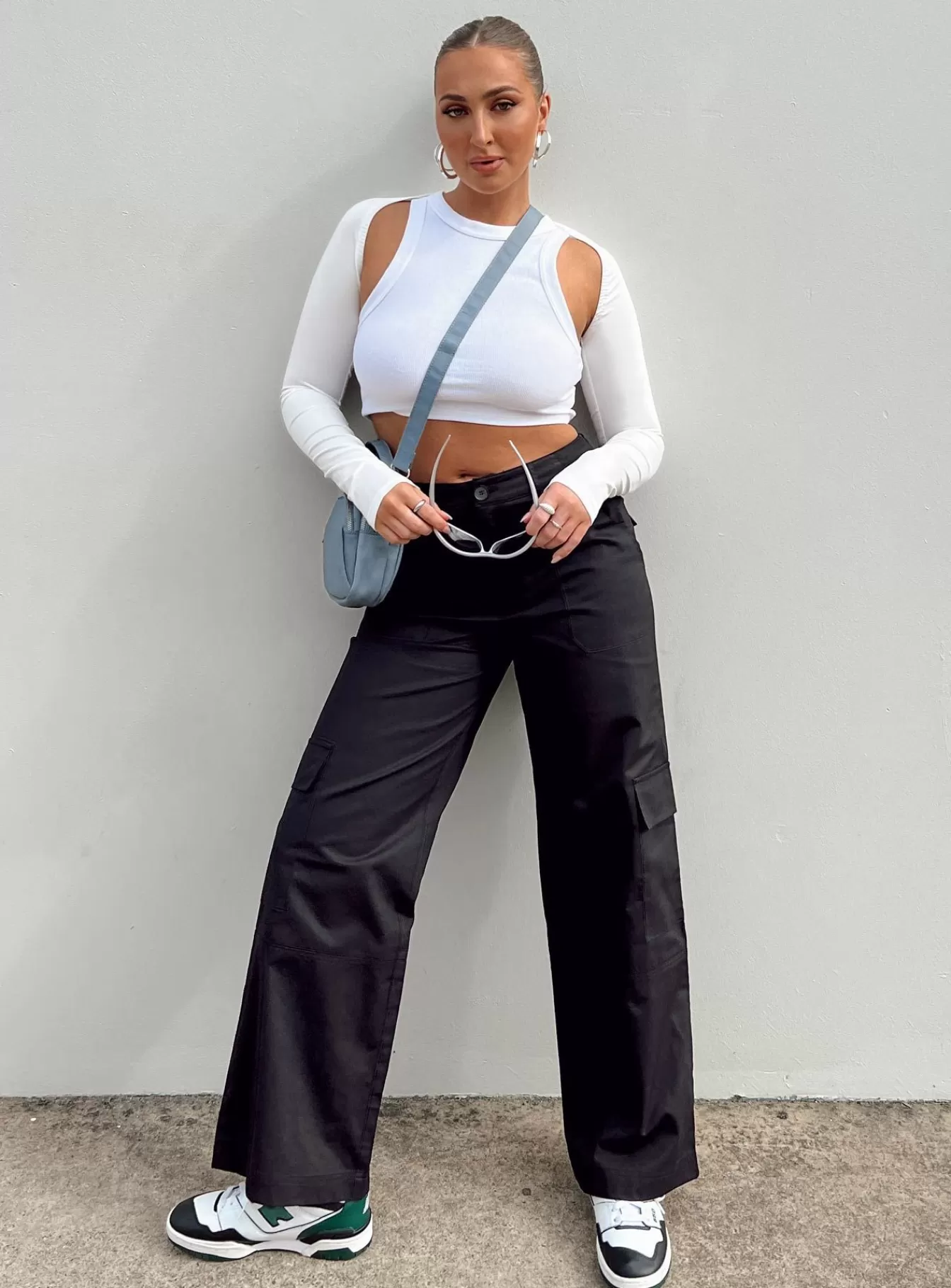 Princess Polly Pants | Luna Mid Rise Cargo Pants Black