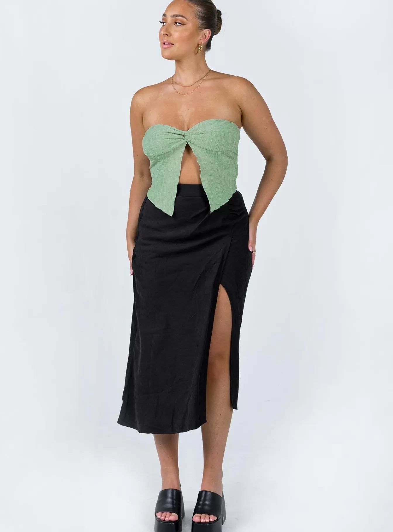 Princess Polly Skirts | Mabel Midi Skirt Black