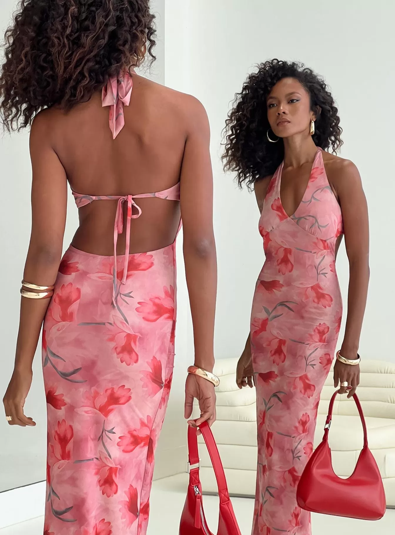 Princess Polly Maxi Dresses | Maillard Halter Maxi Dress Pink