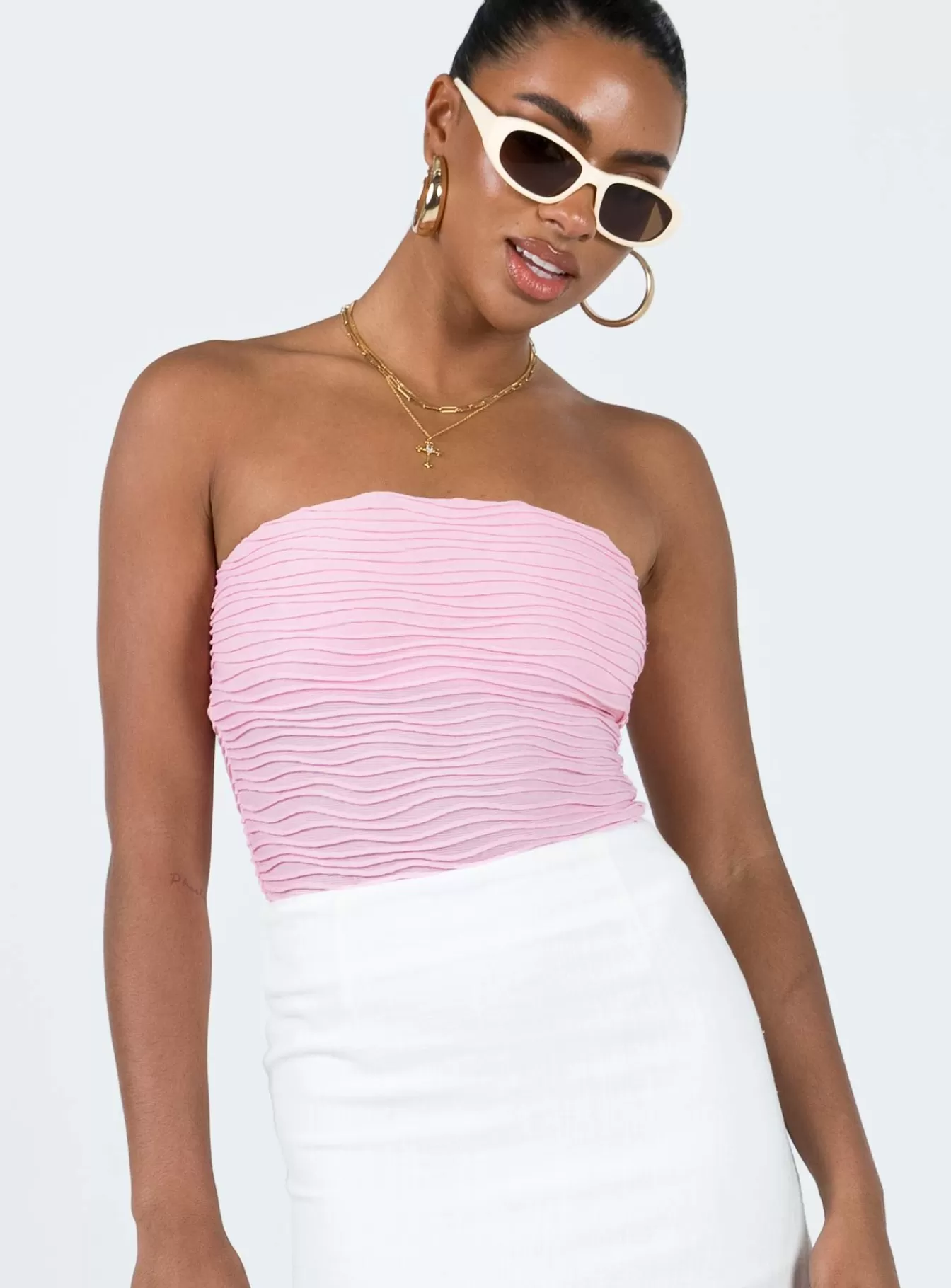 Princess Polly Party Tops | Makena Strapless Bodysuit Pink