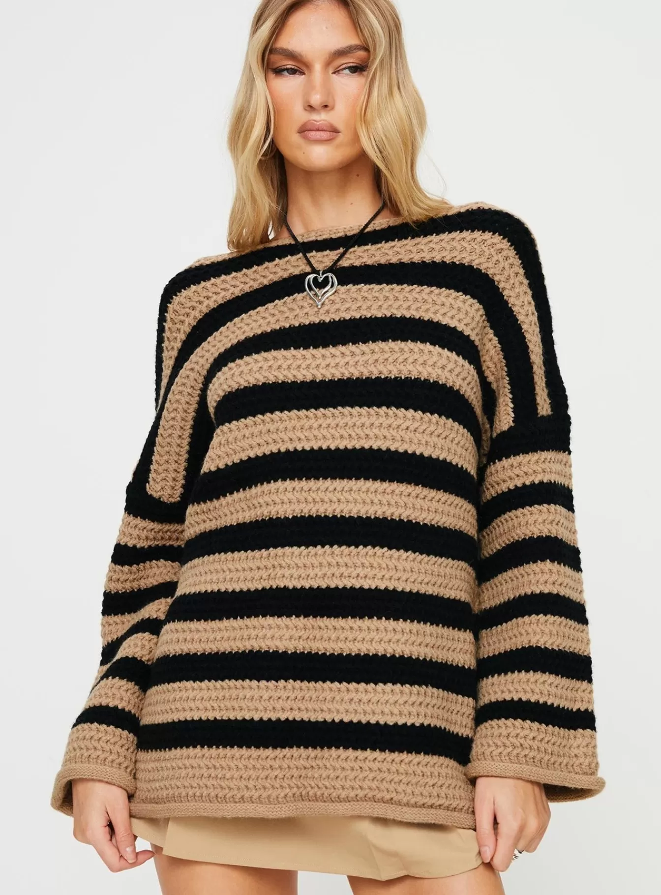 Princess Polly Knitted Sweaters | March Striped Sweater Brown / Black Brown/ Black