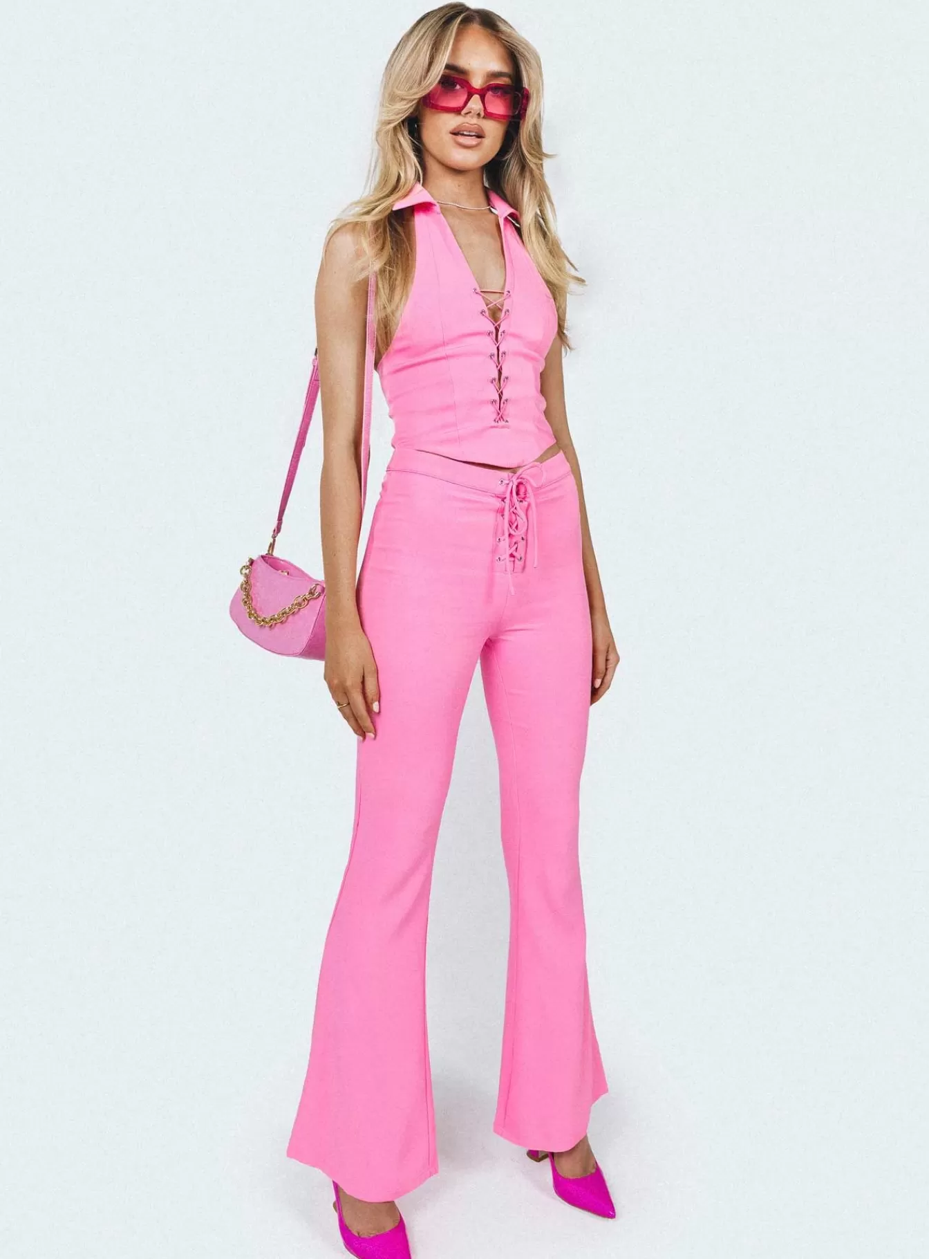 Princess Polly Pants | Marcia Flare Pant Pink