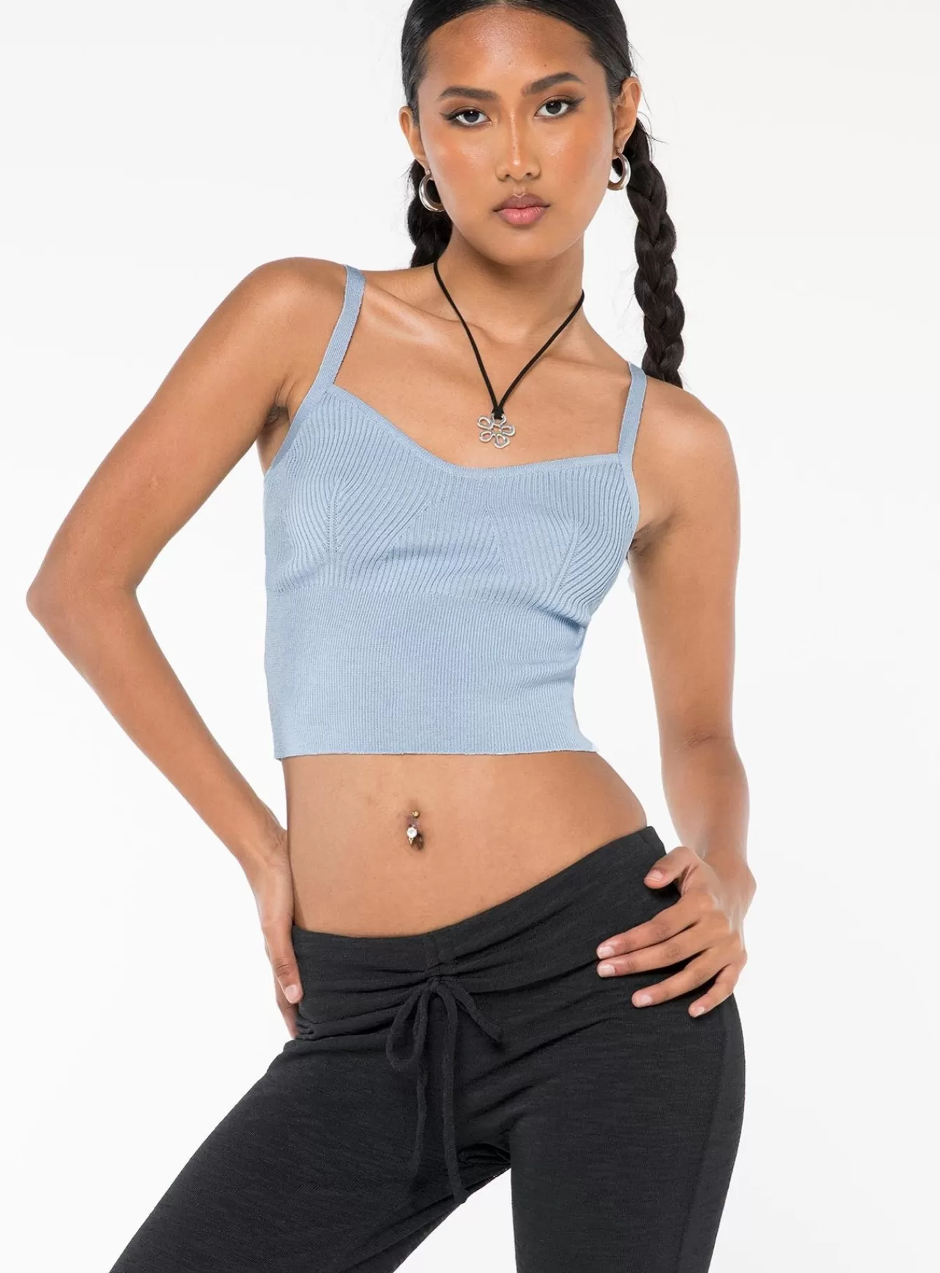 Princess Polly Crop Tops | Marian Knit Tank Top Blue