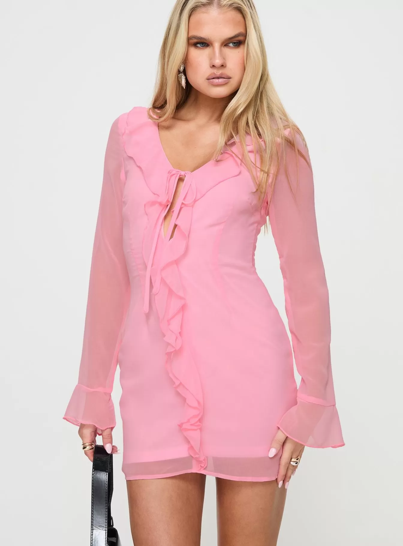 Princess Polly Mini Dresses | Marisela Long Sleeve Mini Dress Pink