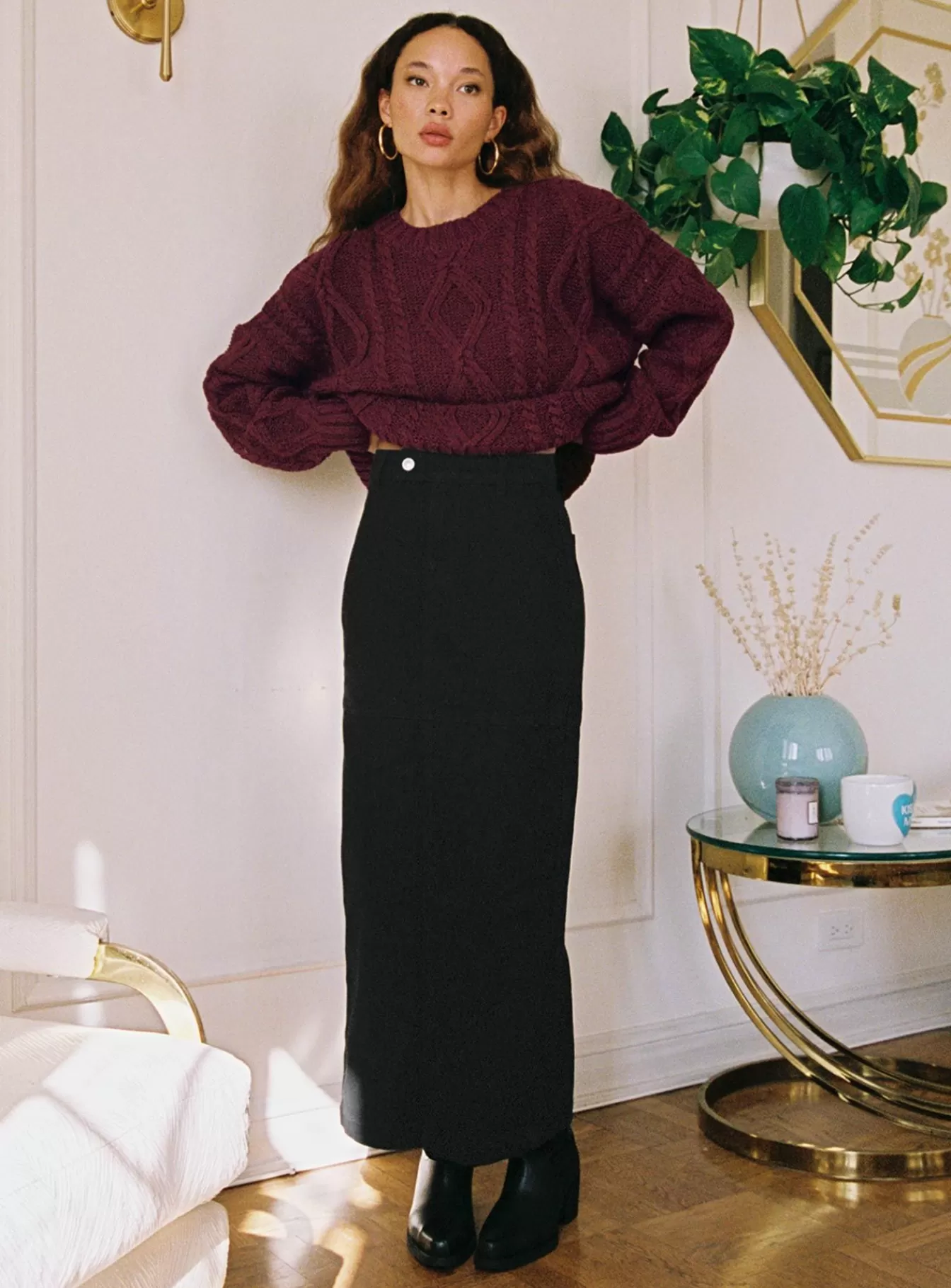 Princess Polly Jeans | Markanna Denim Midi Skirt Black