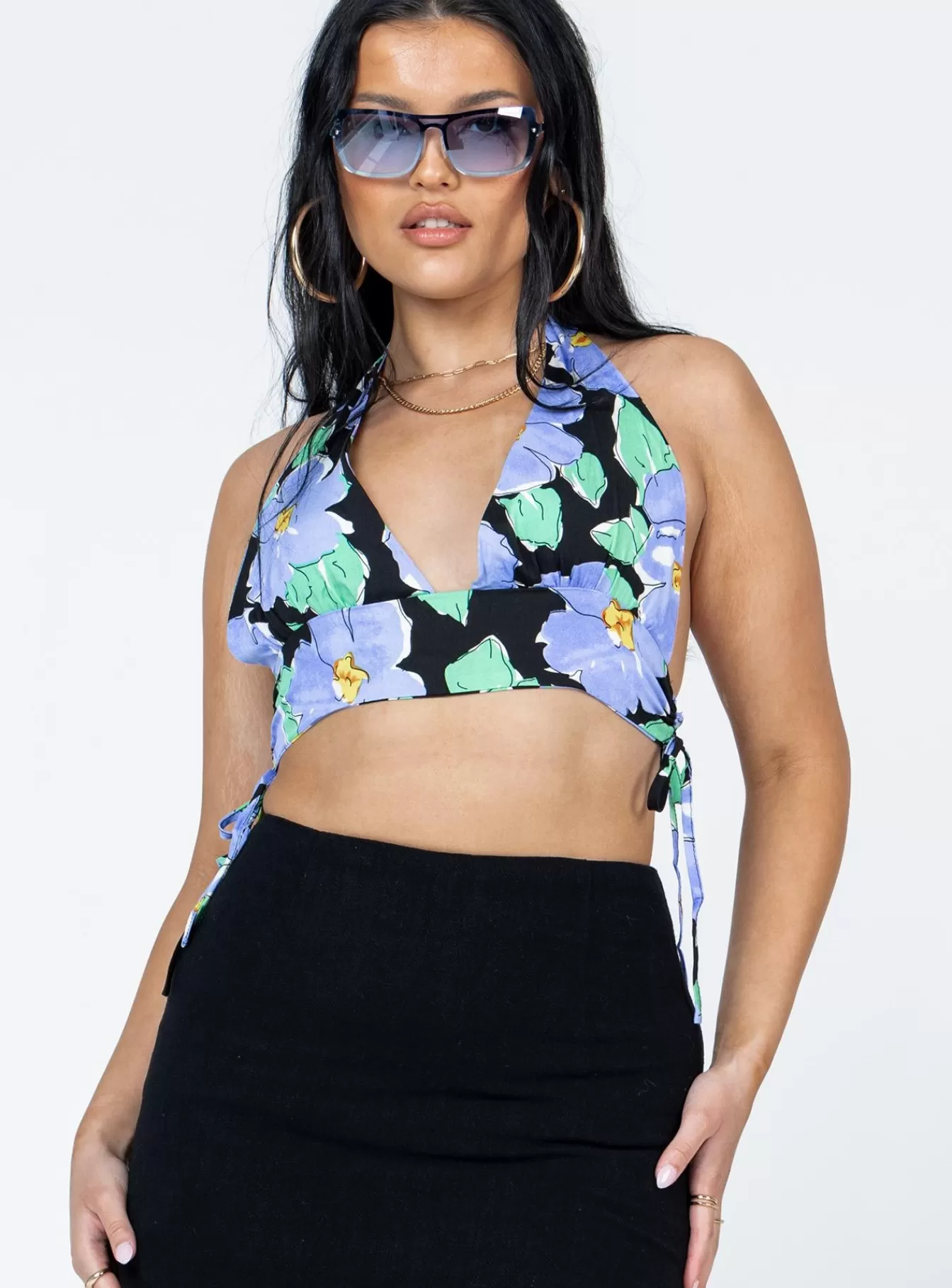 Princess Polly Crop Tops | Meadowbank Top / Blue Black
