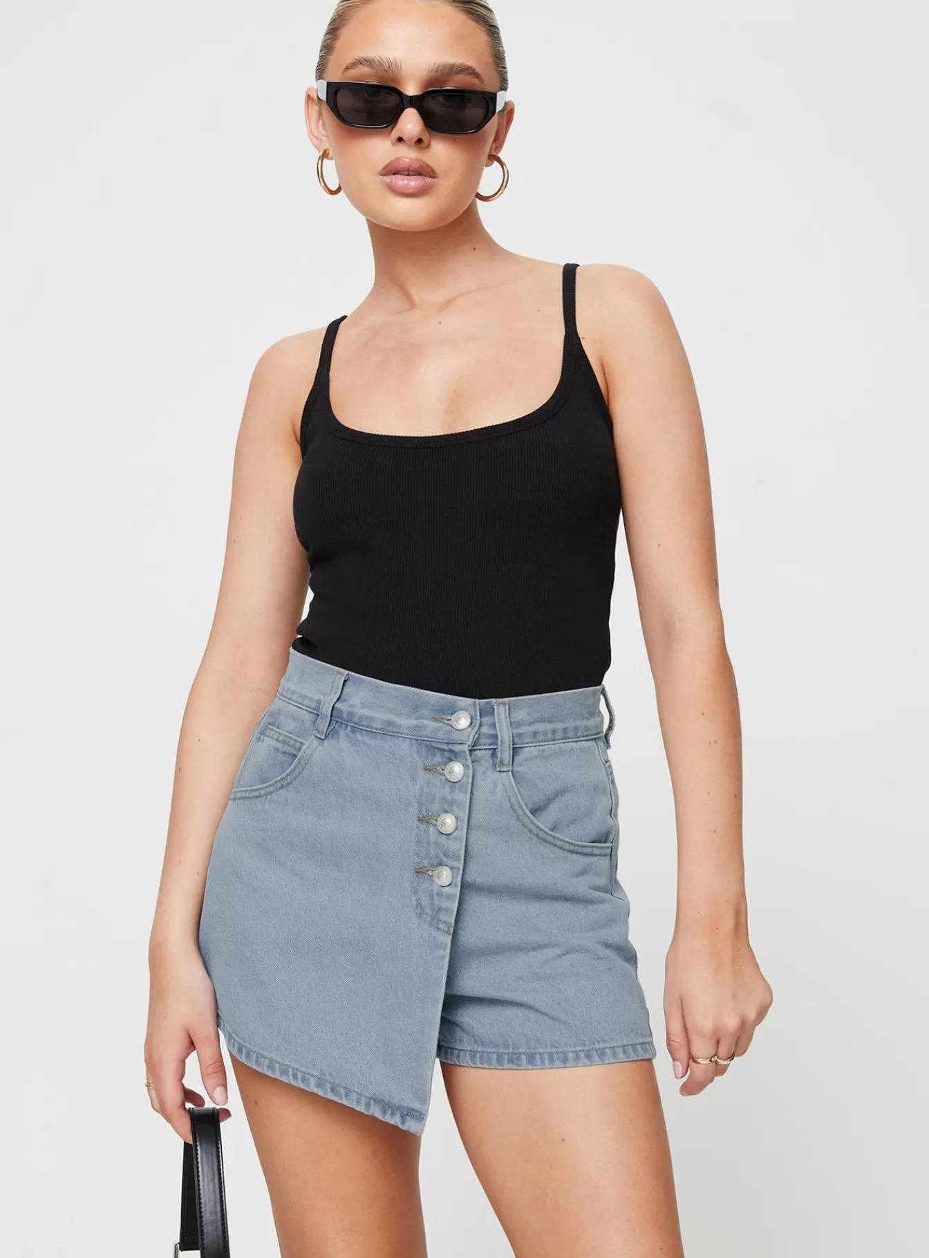 Princess Polly Shorts | Merthyr Denim Skort Mid Wash