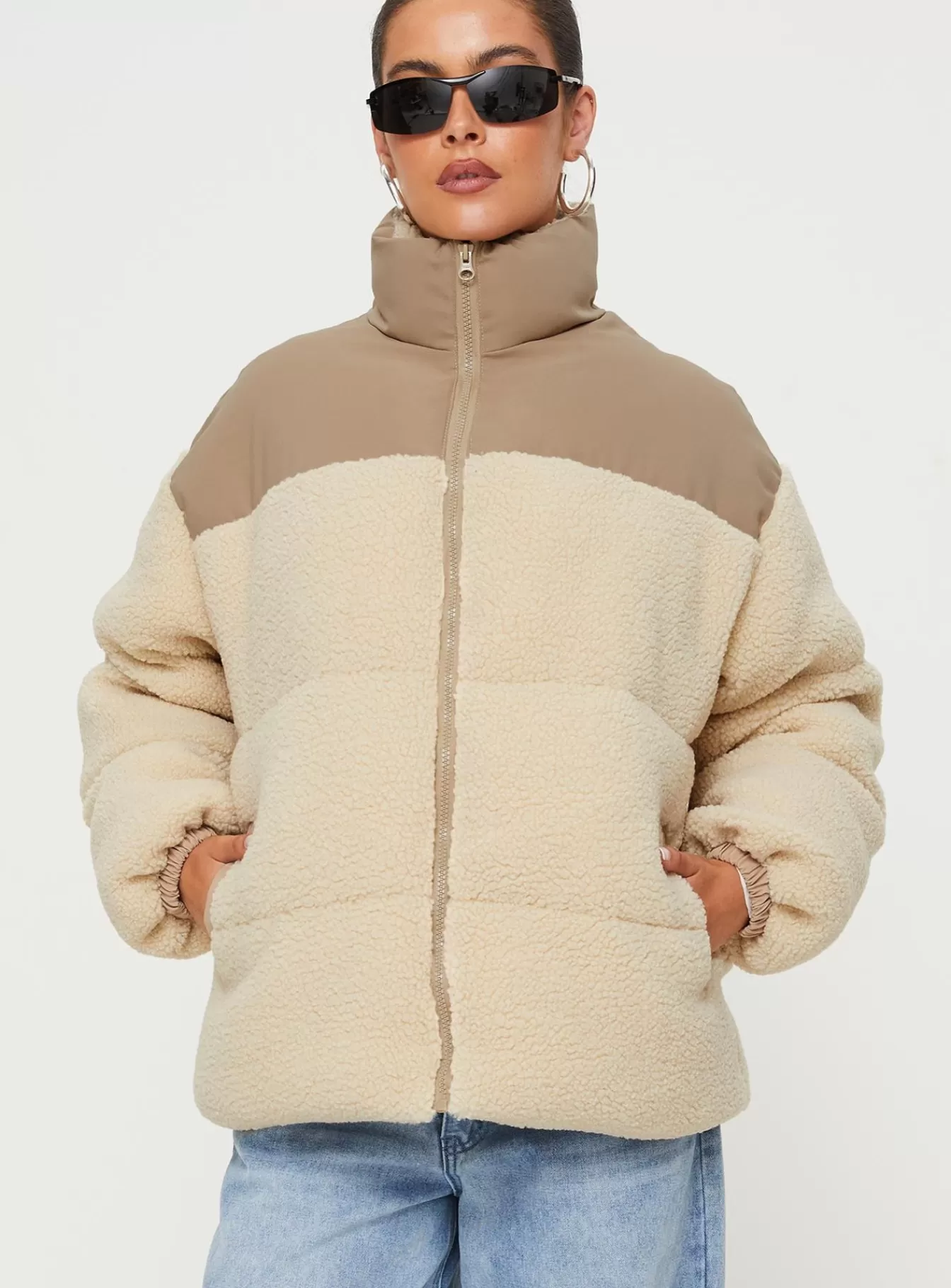 Princess Polly Puffer Jackets | Momoa Teddy Puffer Jacket Cream