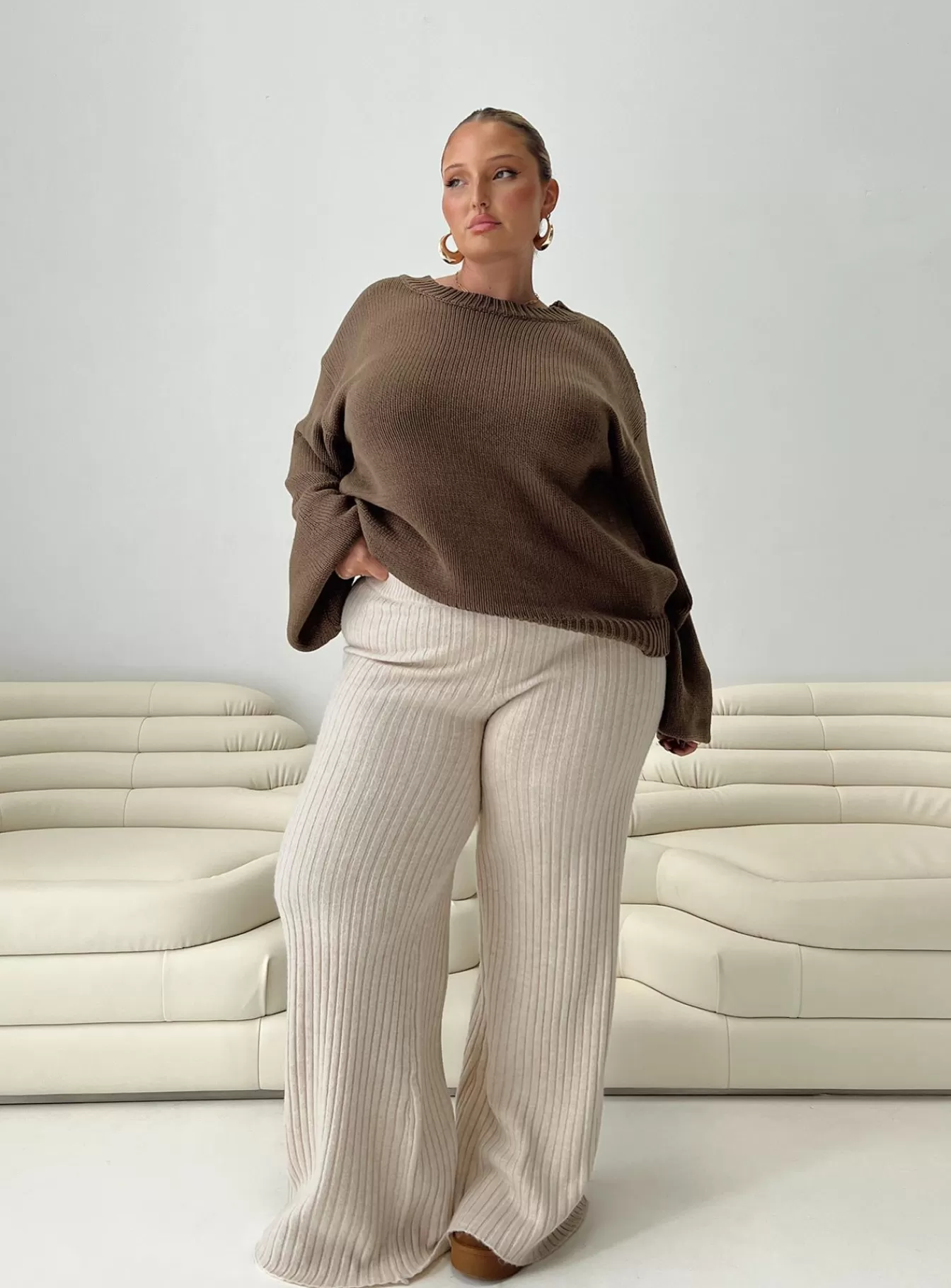 Princess Polly Pants | Montana Knit Pants Curve Cream