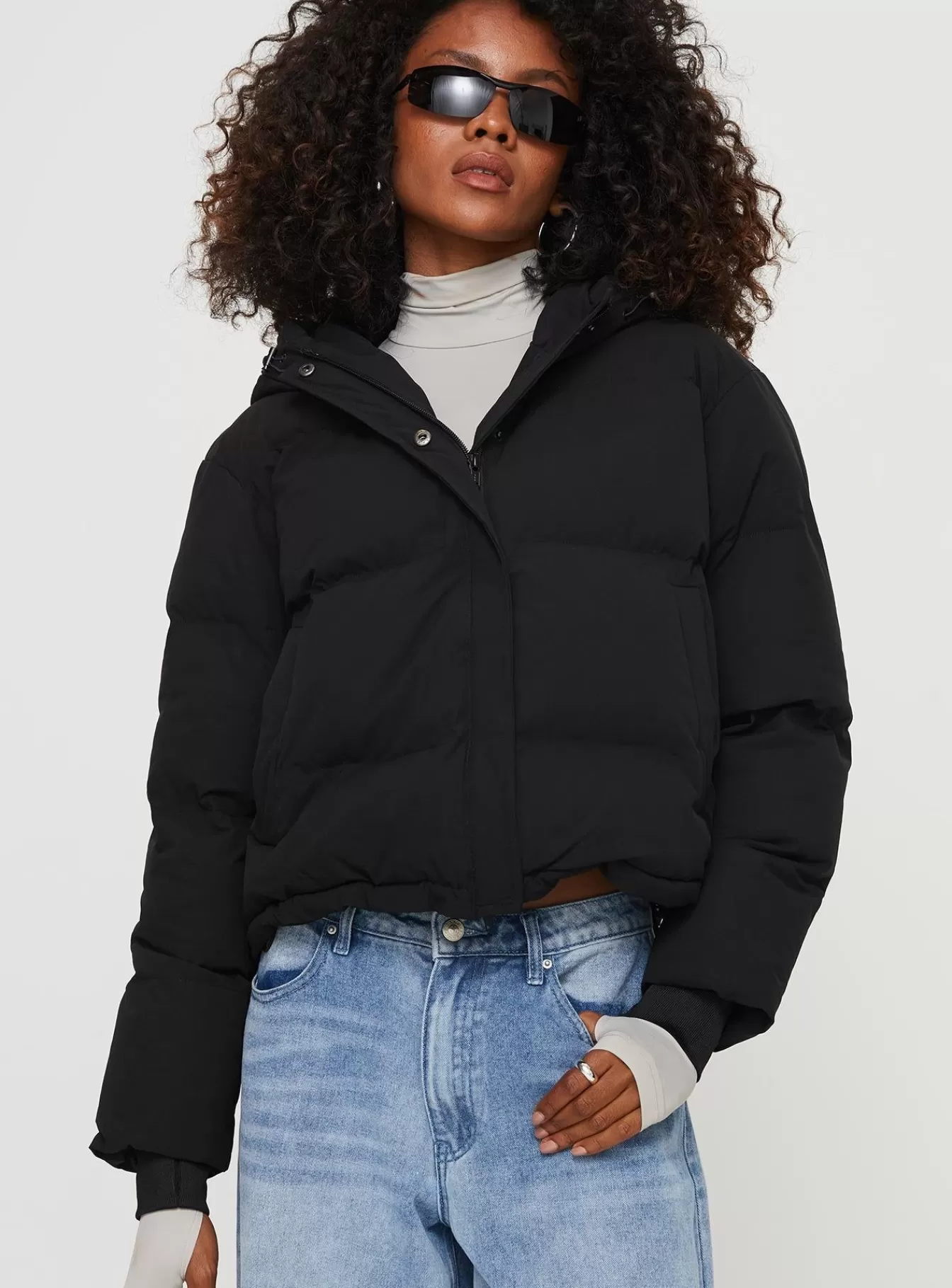 Princess Polly Puffer Jackets | Morrie Hooded Puffer Jacket Black