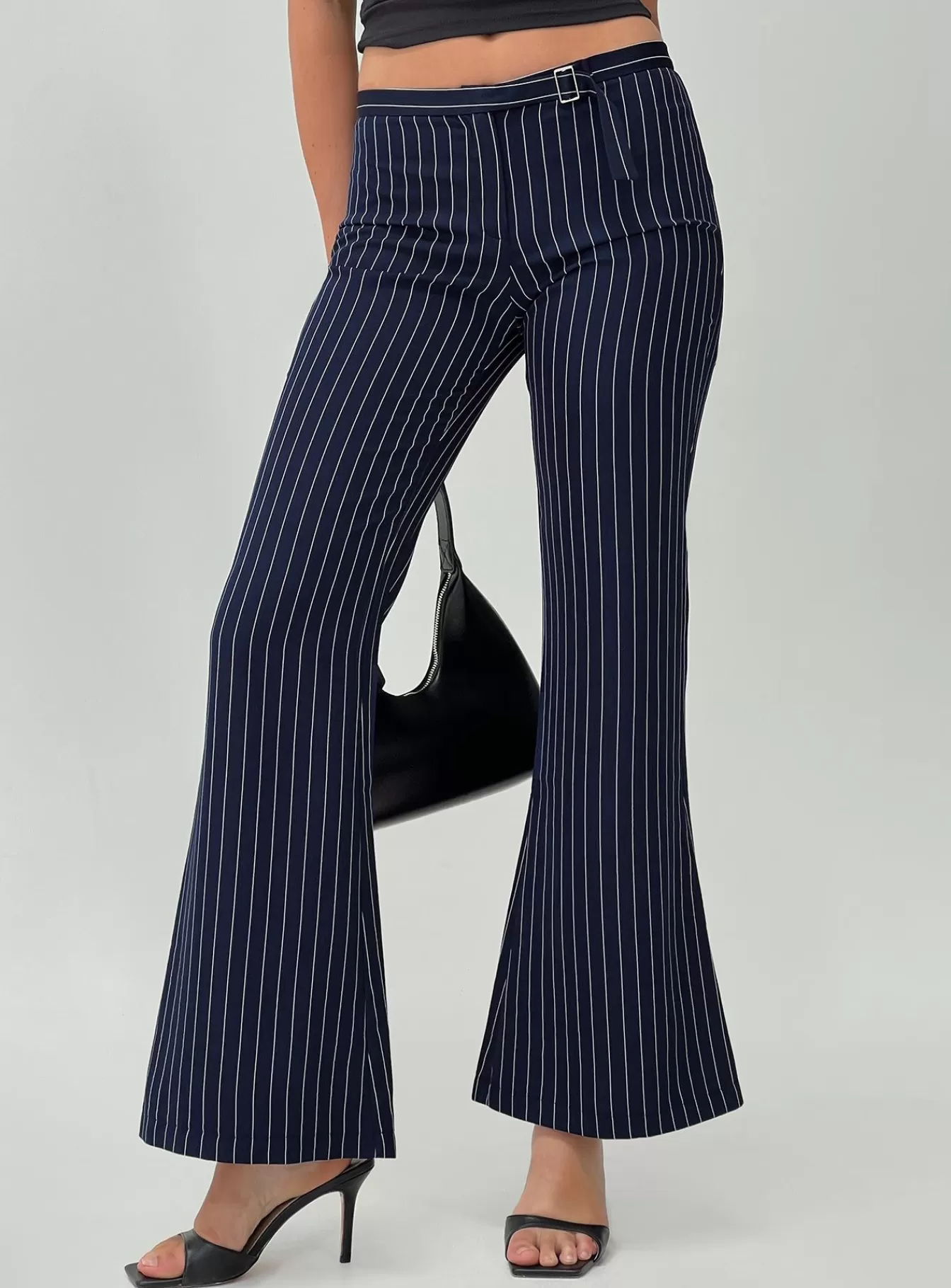 Princess Polly Pants | No One Low Waist Pinstripe Pants Navy