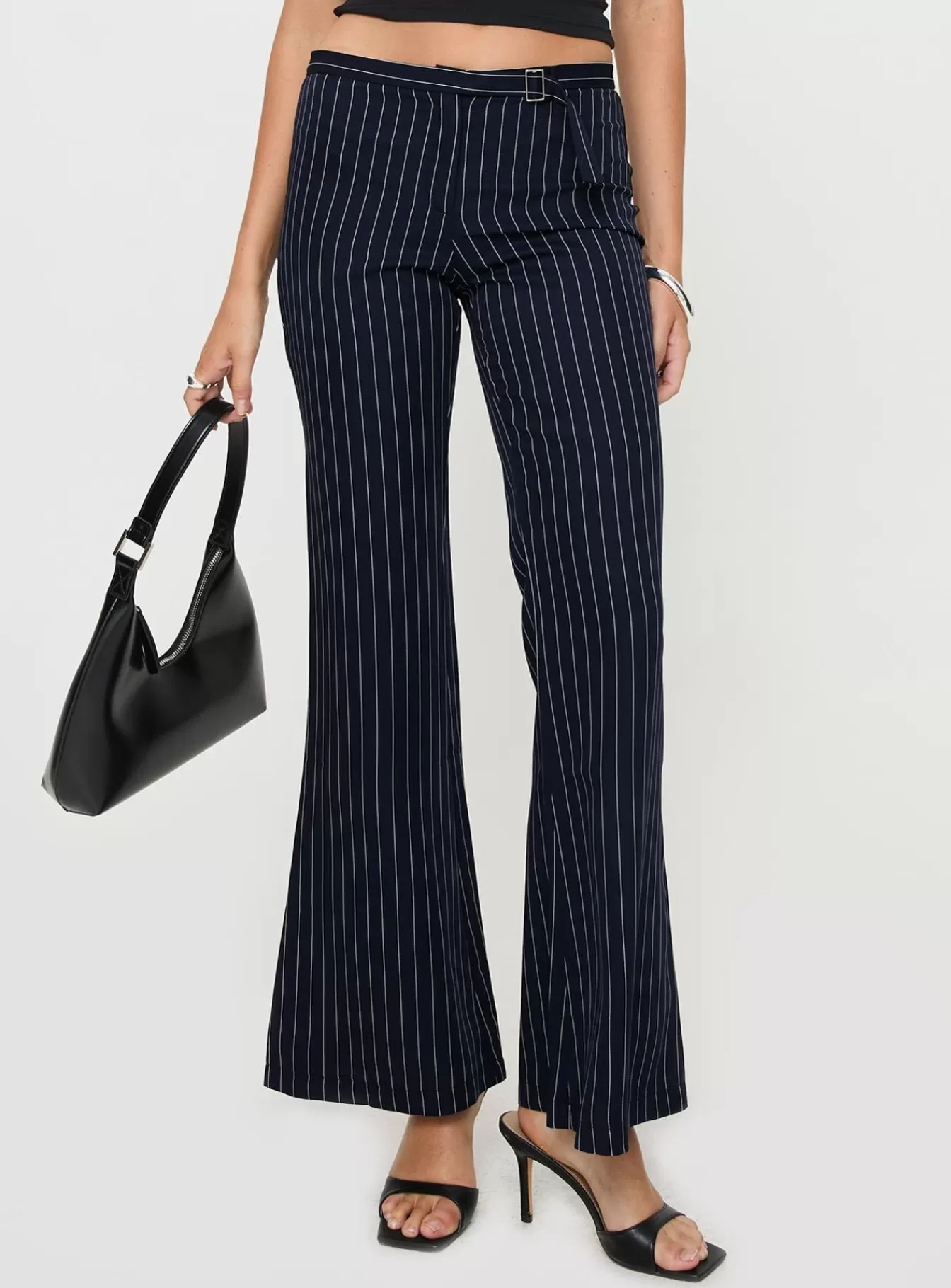 Princess Polly Pants | No One Low Waist Pinstripe Pants Navy