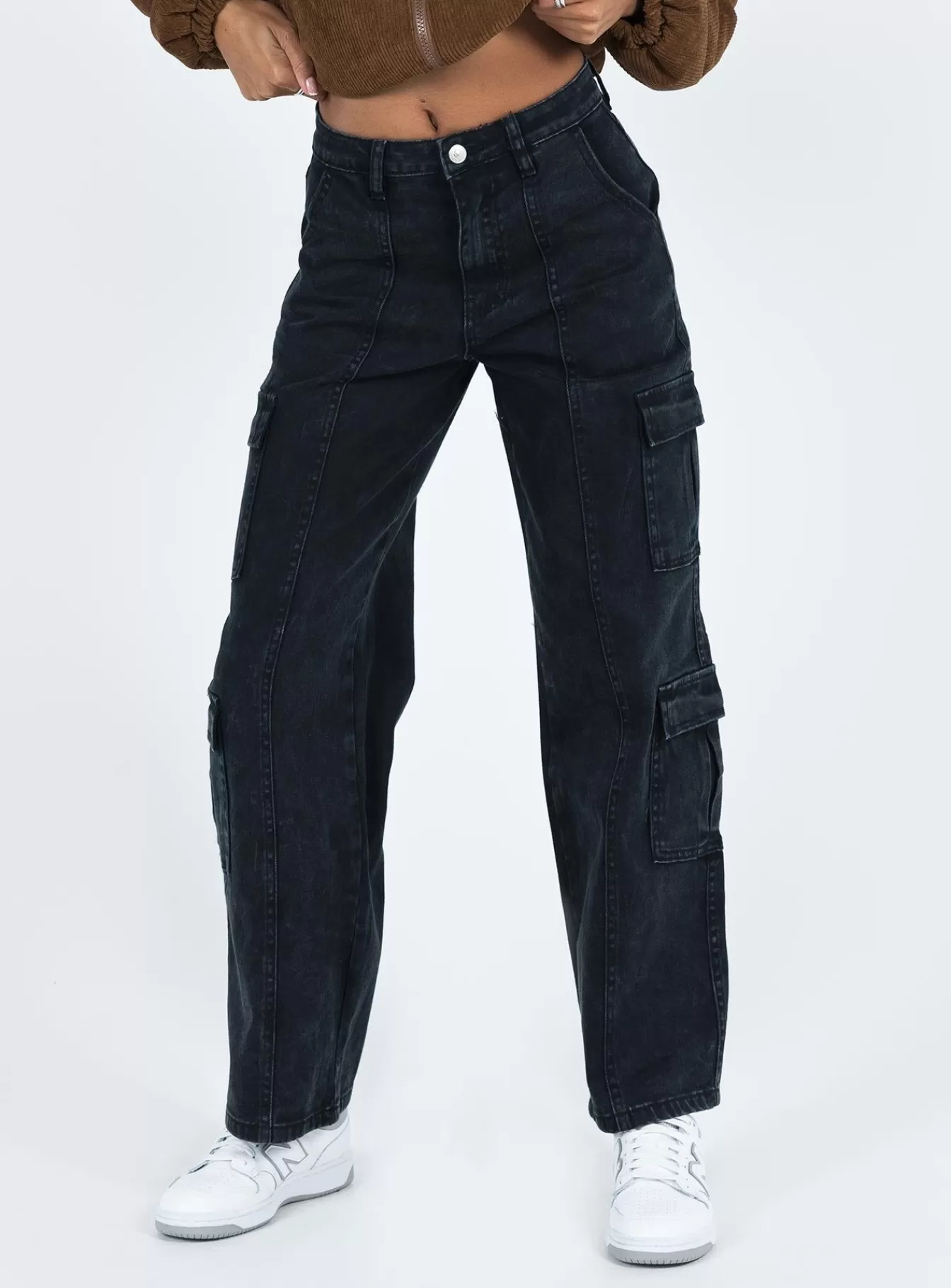 Princess Polly Jeans | Nosita Cargo Jeans Black