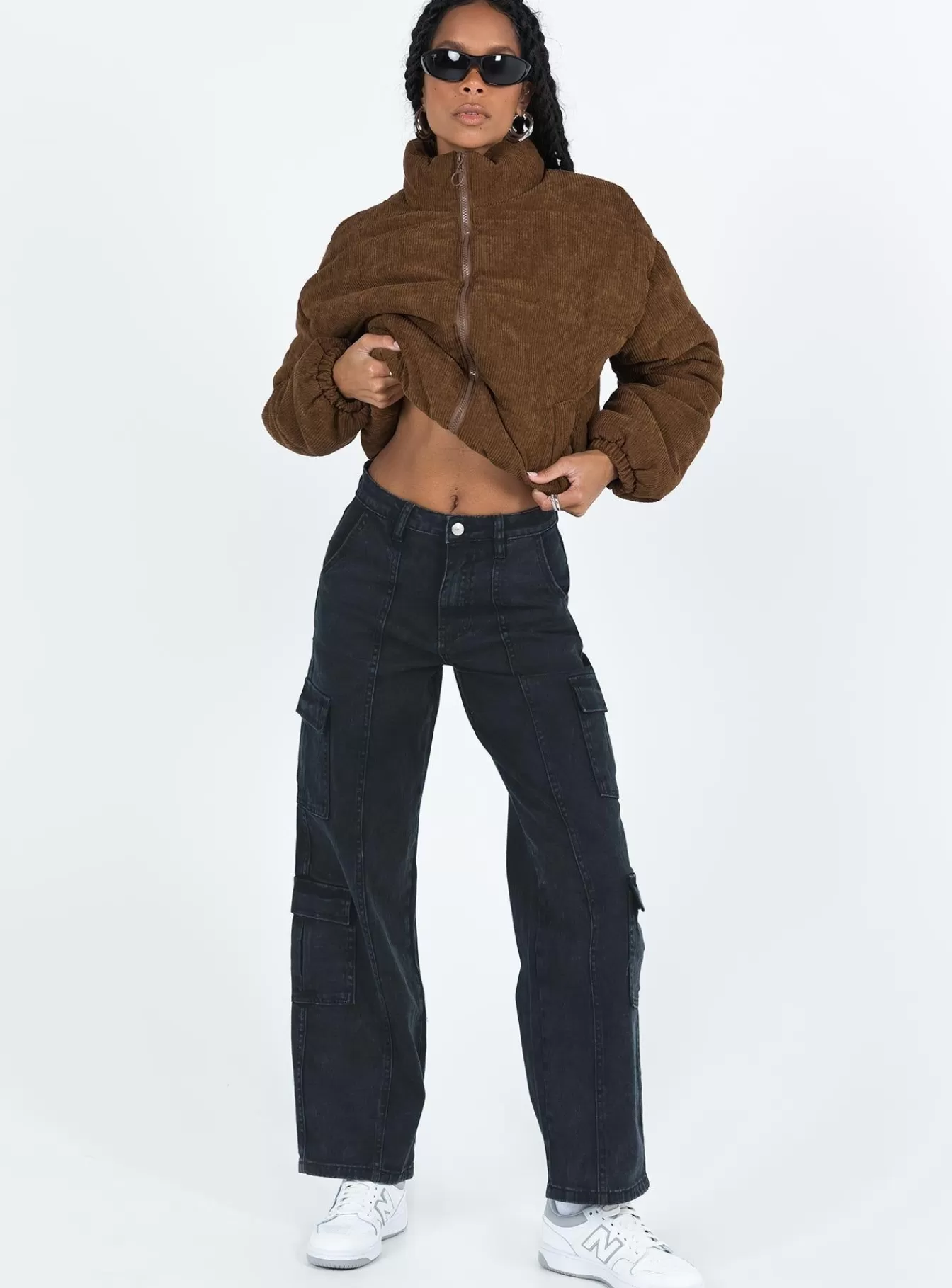 Princess Polly Jeans | Nosita Cargo Jeans Black