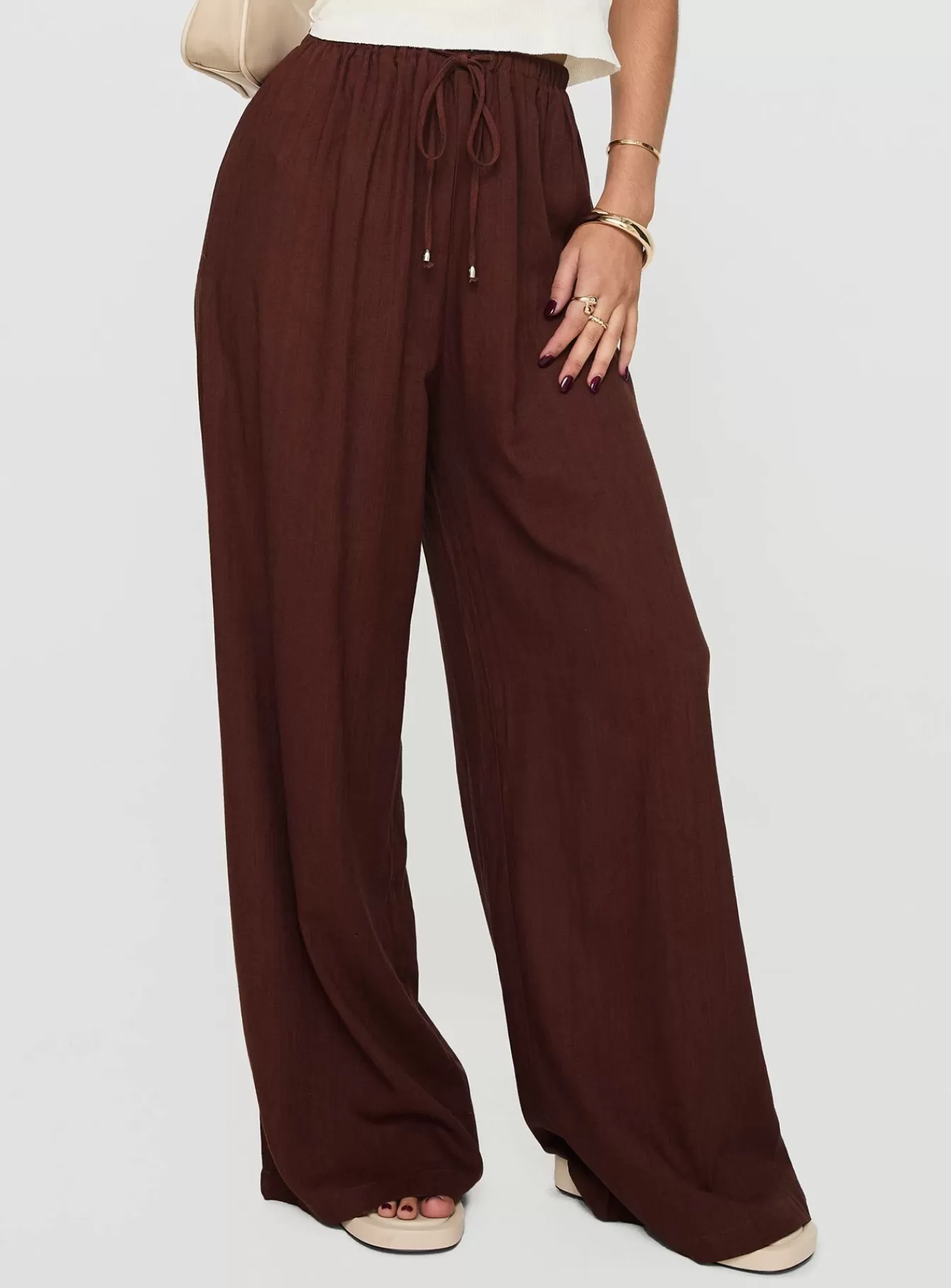 Princess Polly Pants | Ogilvie Linen Blend Pants Chocolate