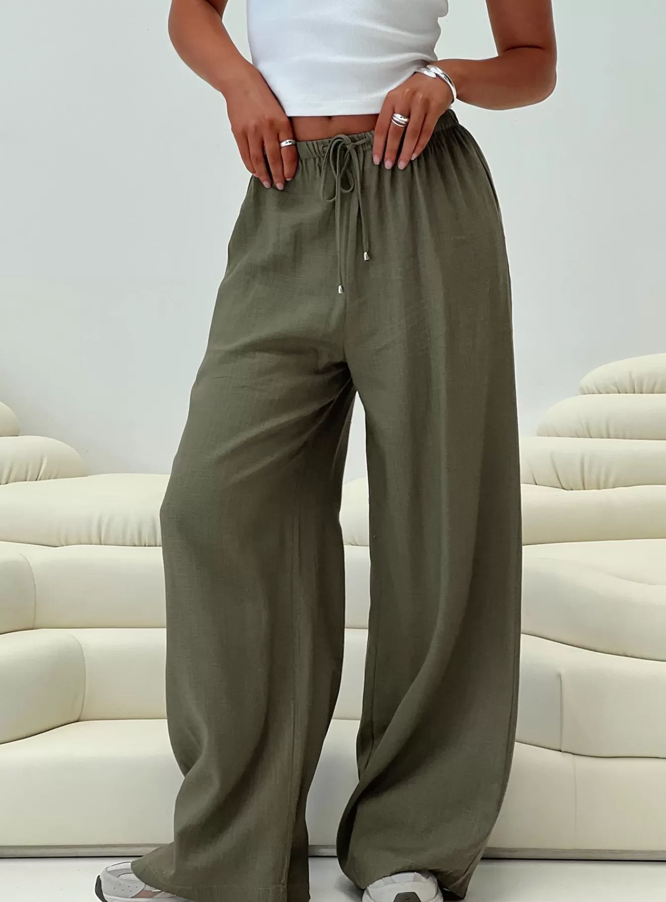 Princess Polly Pants | Ogilvie Linen Blend Pants Olive