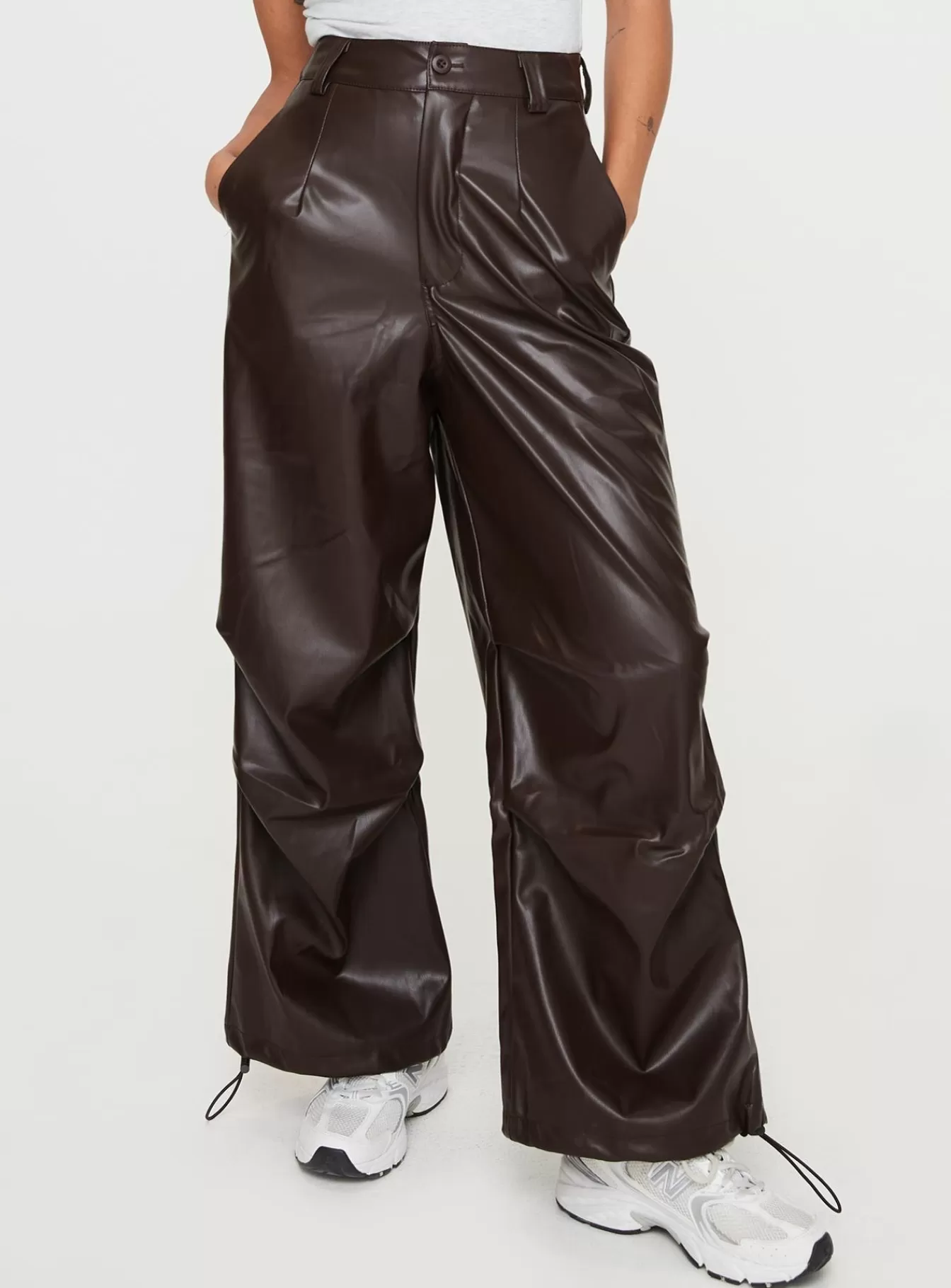 Princess Polly Pants | Ornella Faux Leather Pants Brown