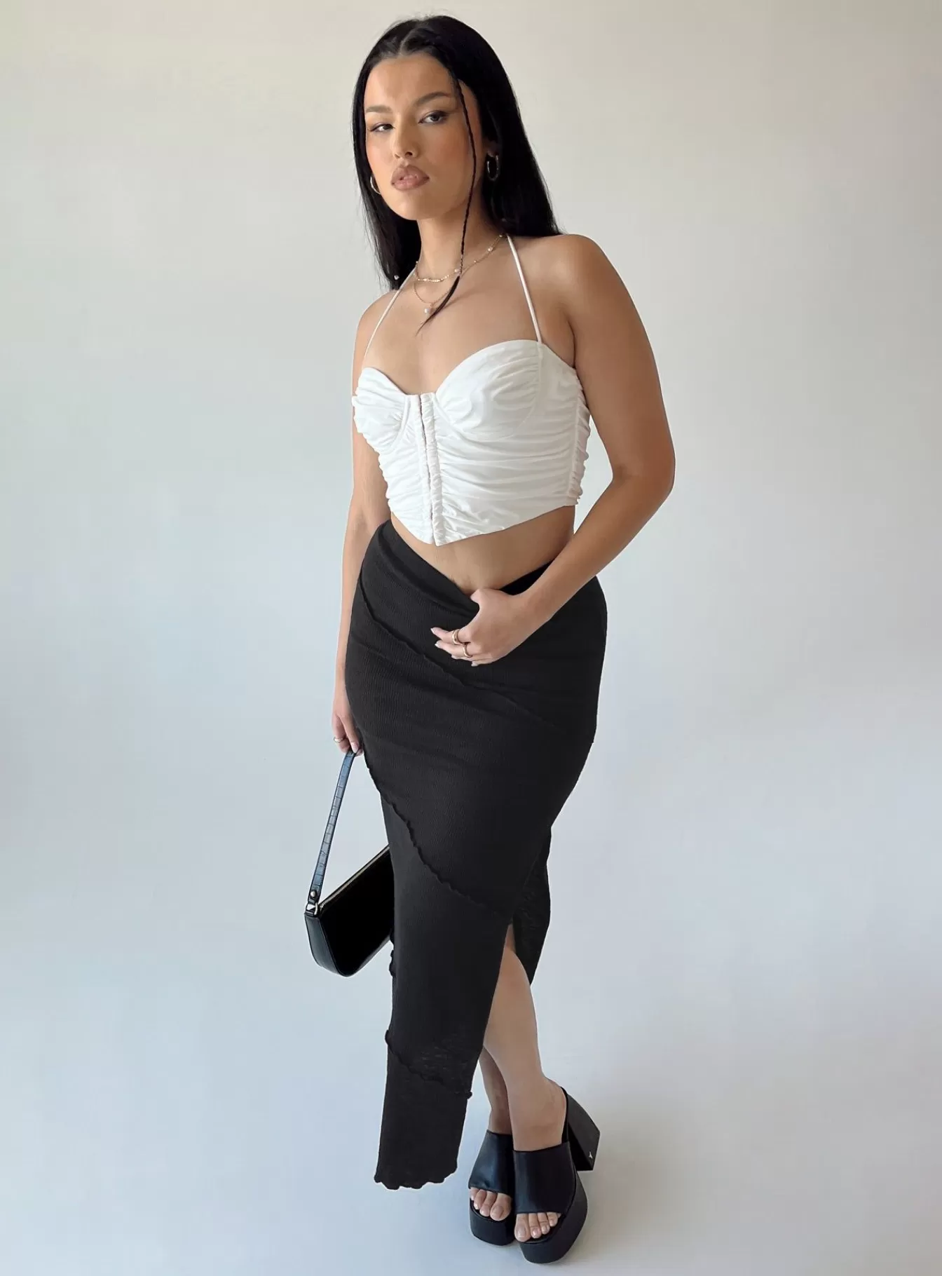 Princess Polly Skirts | Oscar Split Maxi Skirt Black