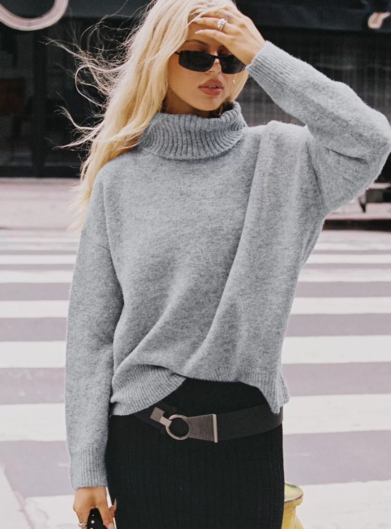 Princess Polly Knitted Sweaters | Oswin Turtleneck Sweater Grey