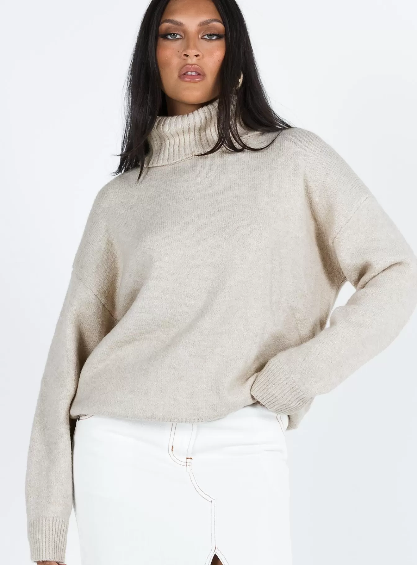 Princess Polly Knitted Sweaters | Oswin Turtleneck Sweater Oatmeal