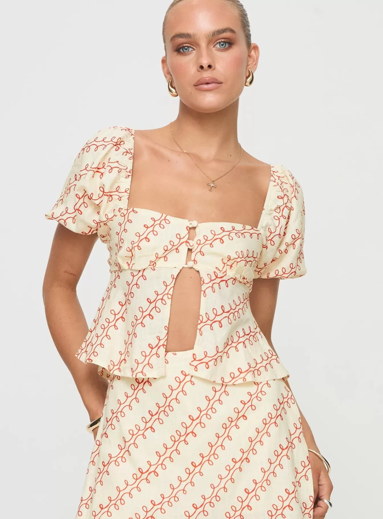 Princess Polly Crop Tops | Passionfruit Linen Blend Top Multi