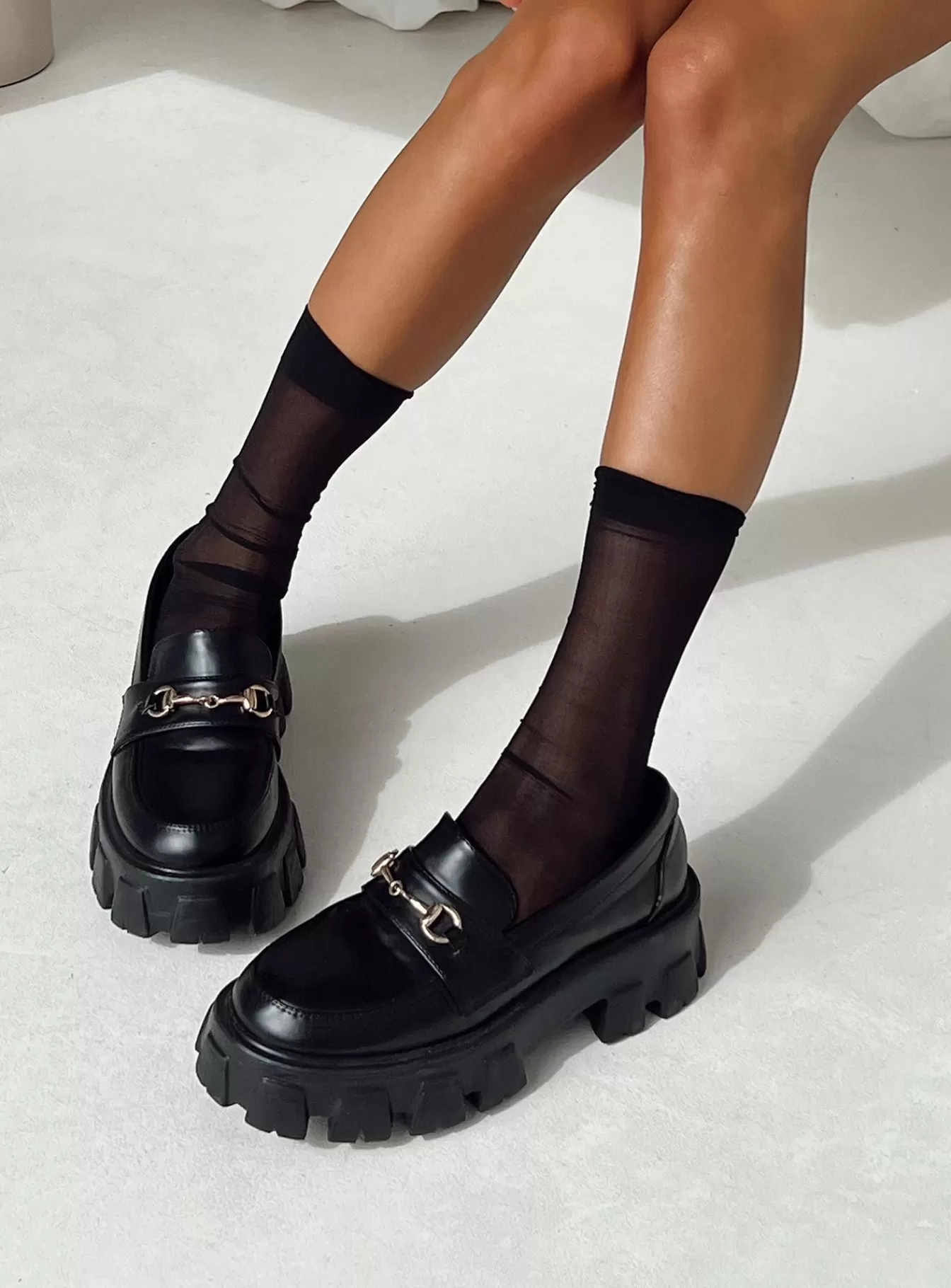 Princess Polly Lower Impact | Penny Lane Loafers Black
