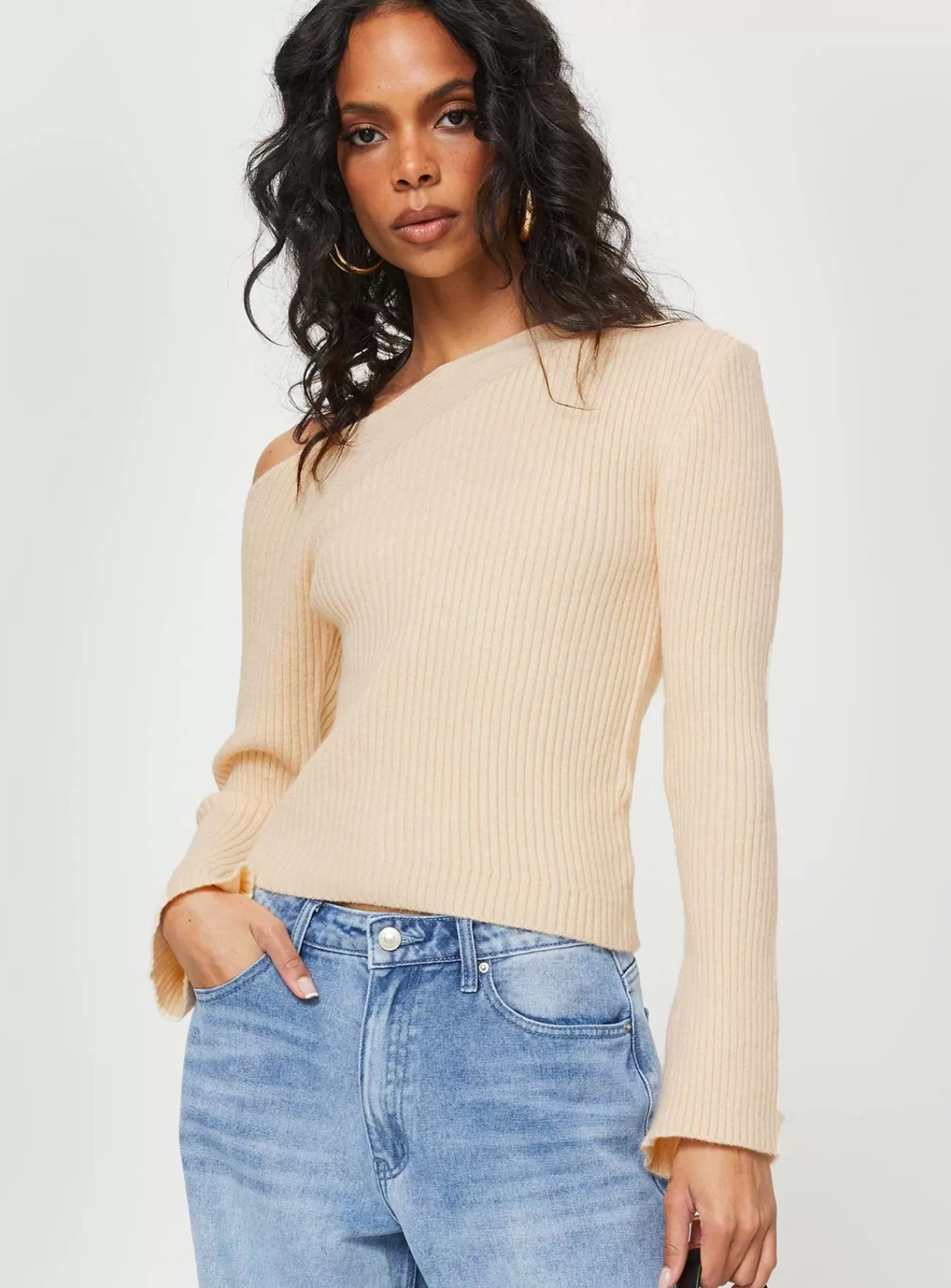 Princess Polly Knitted Sweaters | Phillips Cold Shoulder Sweater Cream