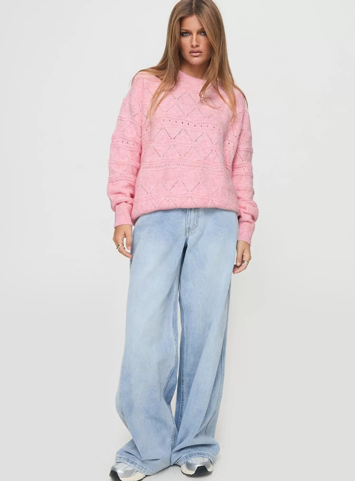 Princess Polly Knitted Sweaters | Pierce Pointelle Sweater Blush