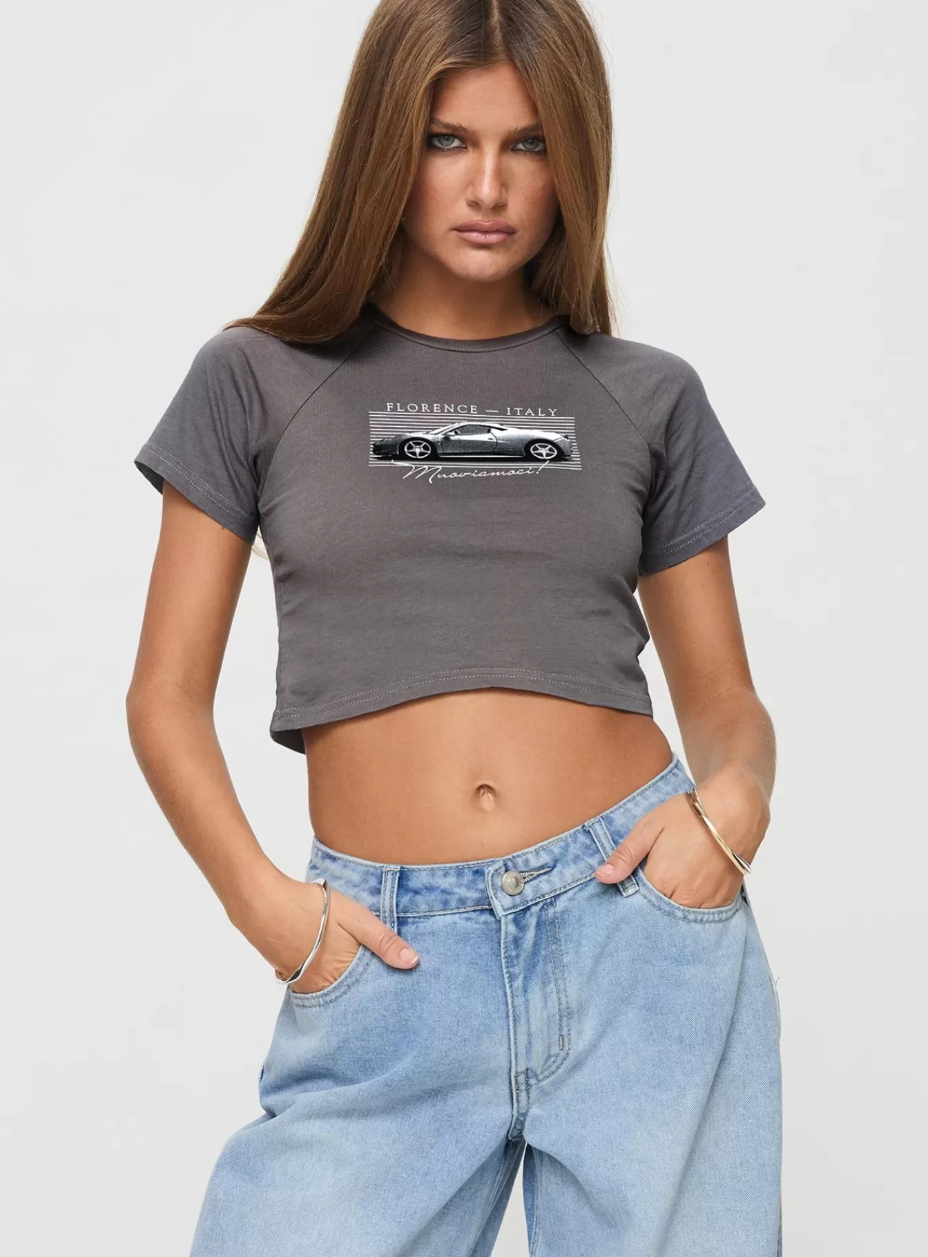 Princess Polly Casual Tops | Racing Florence Baby Tee Black