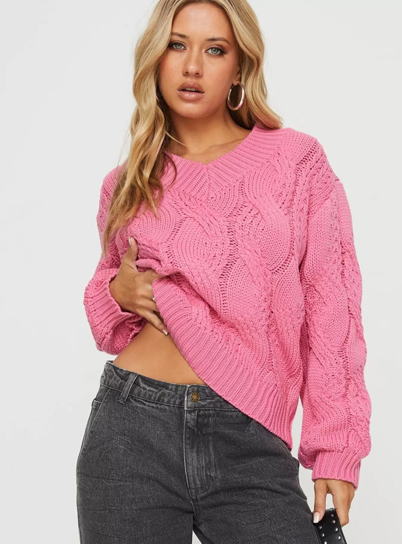 Princess Polly Knitted Sweaters | Ranelle Cable Knit Sweater Pink