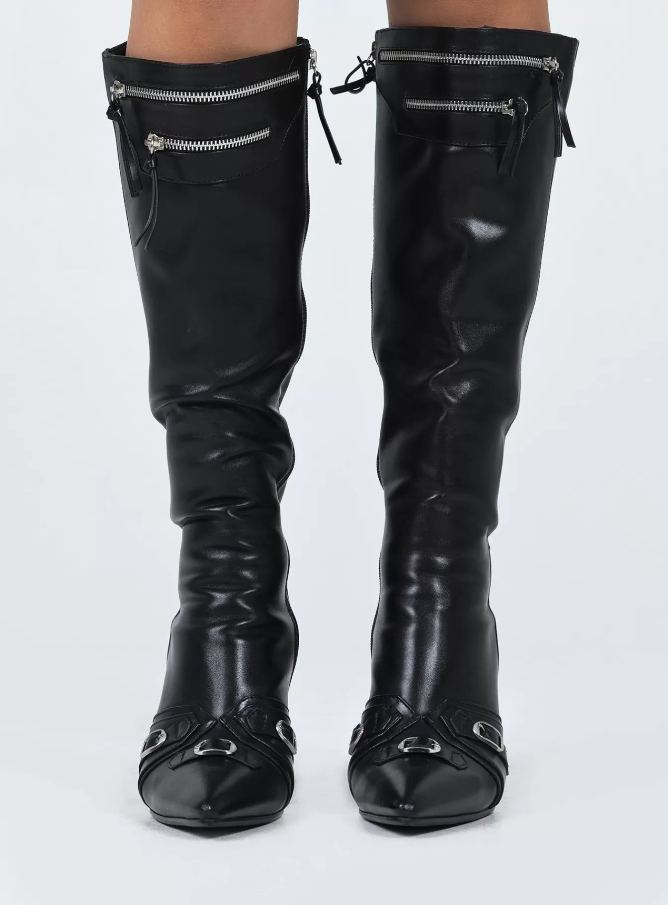 Princess Polly Lower Impact | Regal Knee High Boots Black