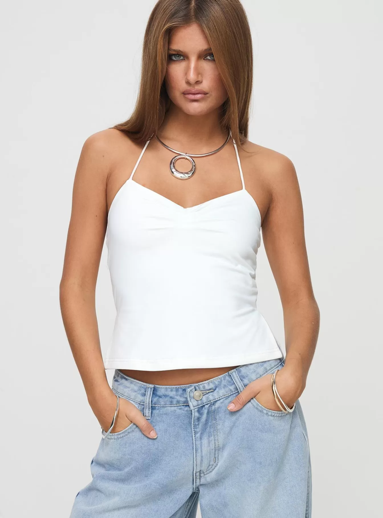 Princess Polly Casual Tops | Rehna Halter Top White