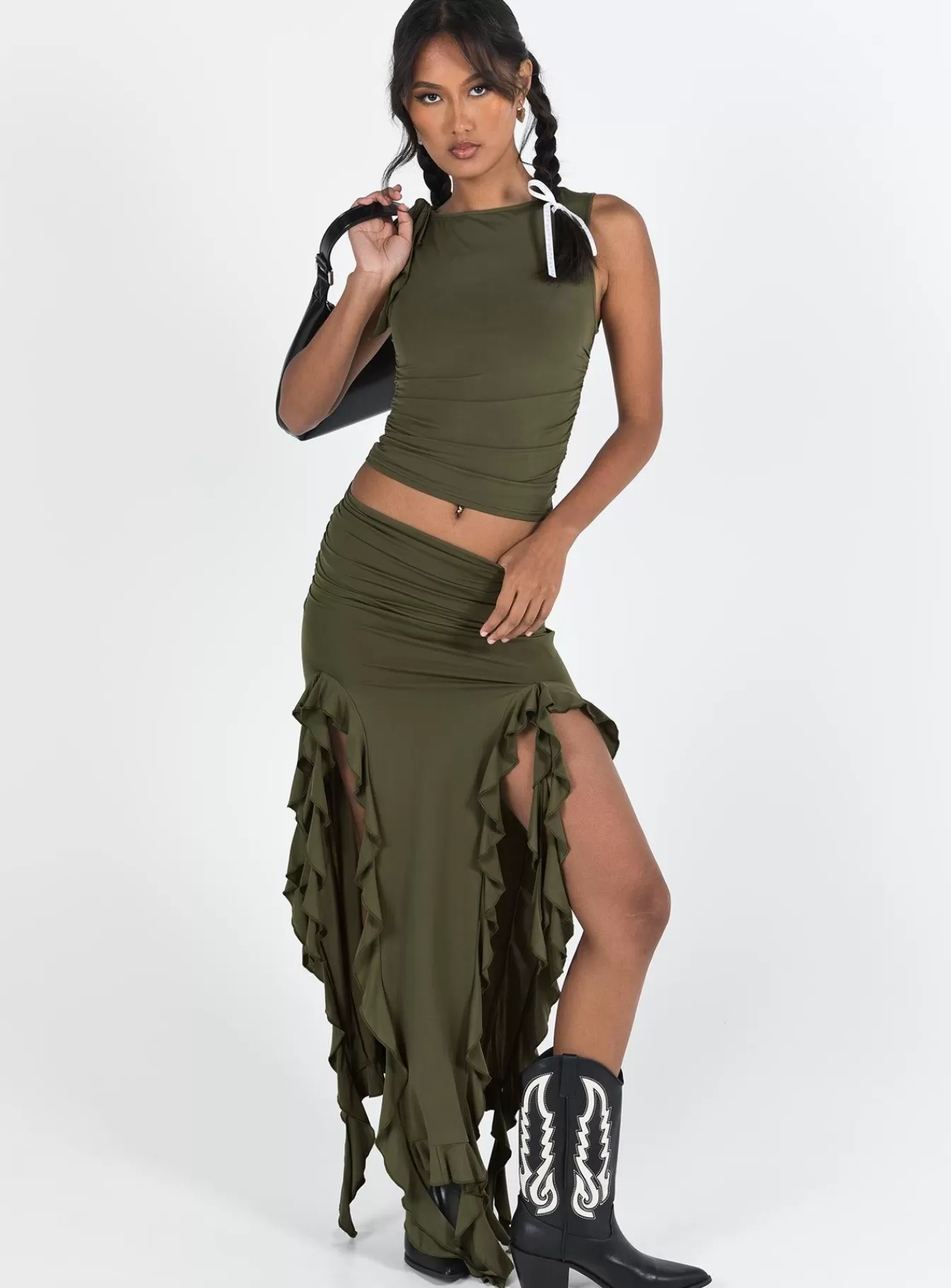 Princess Polly Skirts | Rendezvous Maxi Skirt Olive