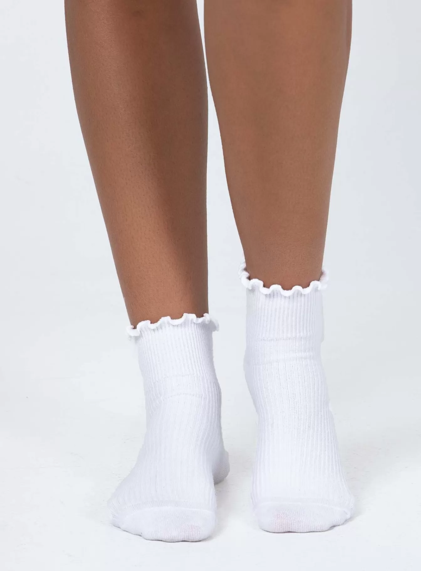 Princess Polly Socks & Tights | Ribbed Ruffle Socks White