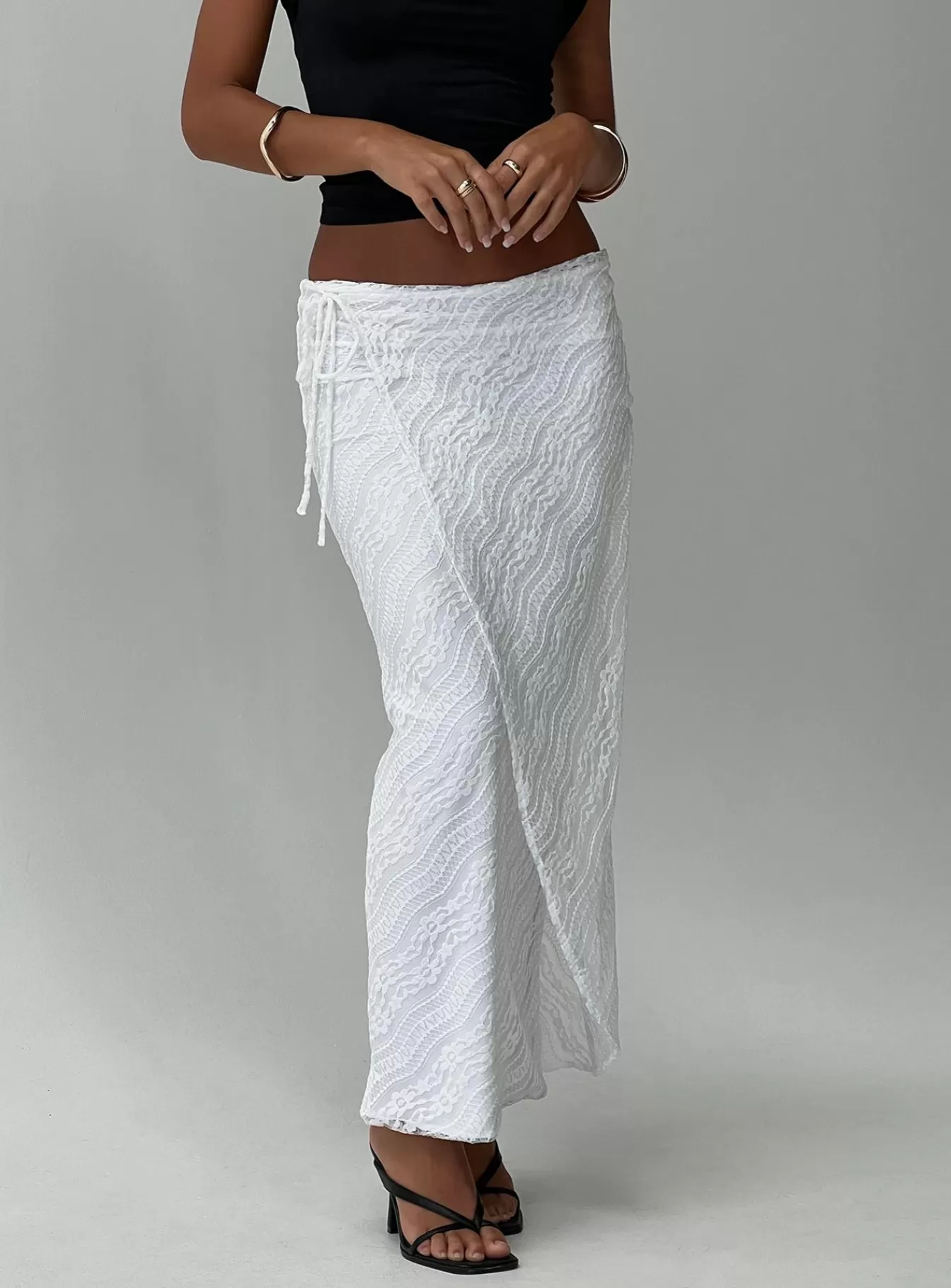 Princess Polly Skirts | Ring Her Up Lace Wrap Maxi Skirt White