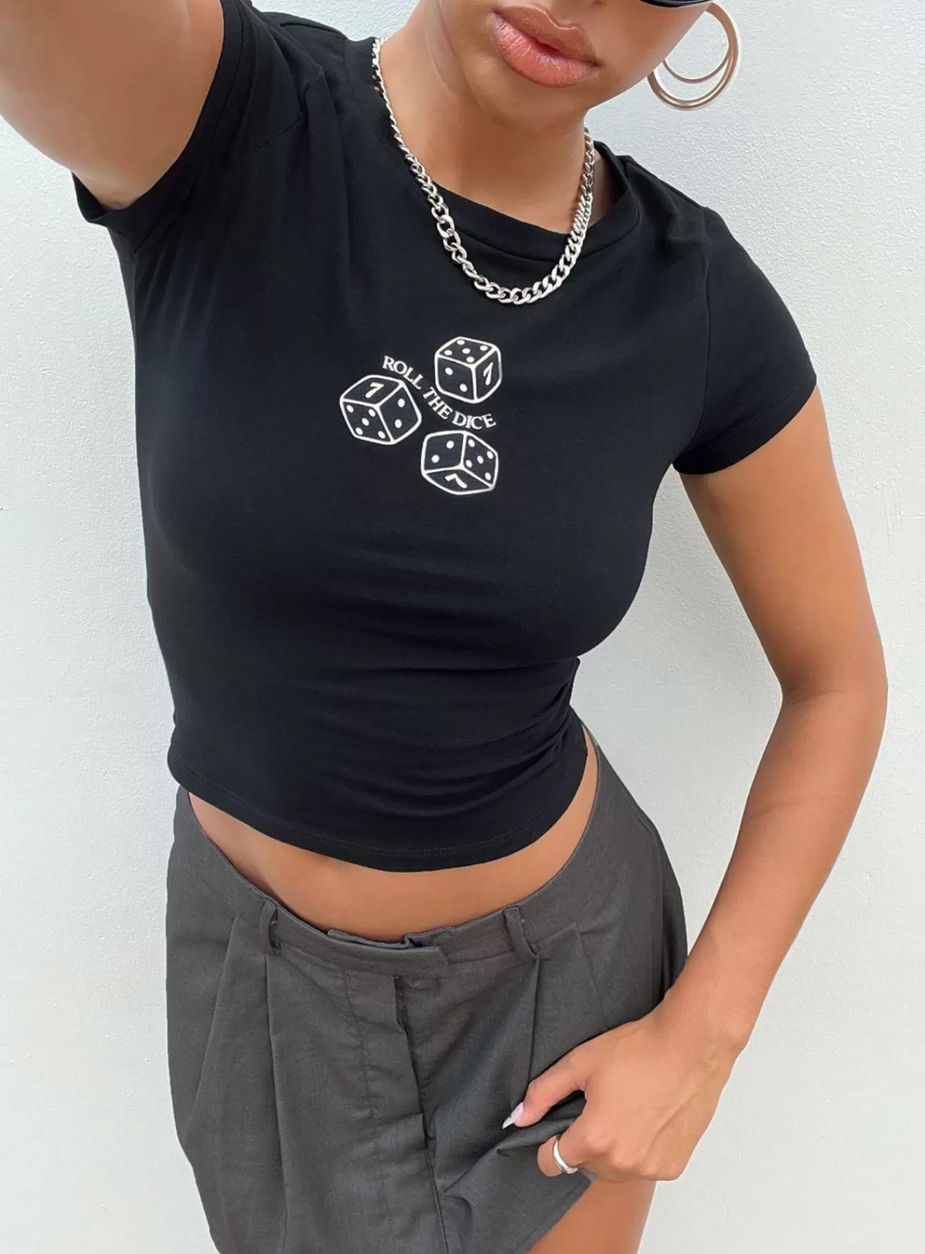 Princess Polly Casual Tops | Roll The Dice Top Tee Black