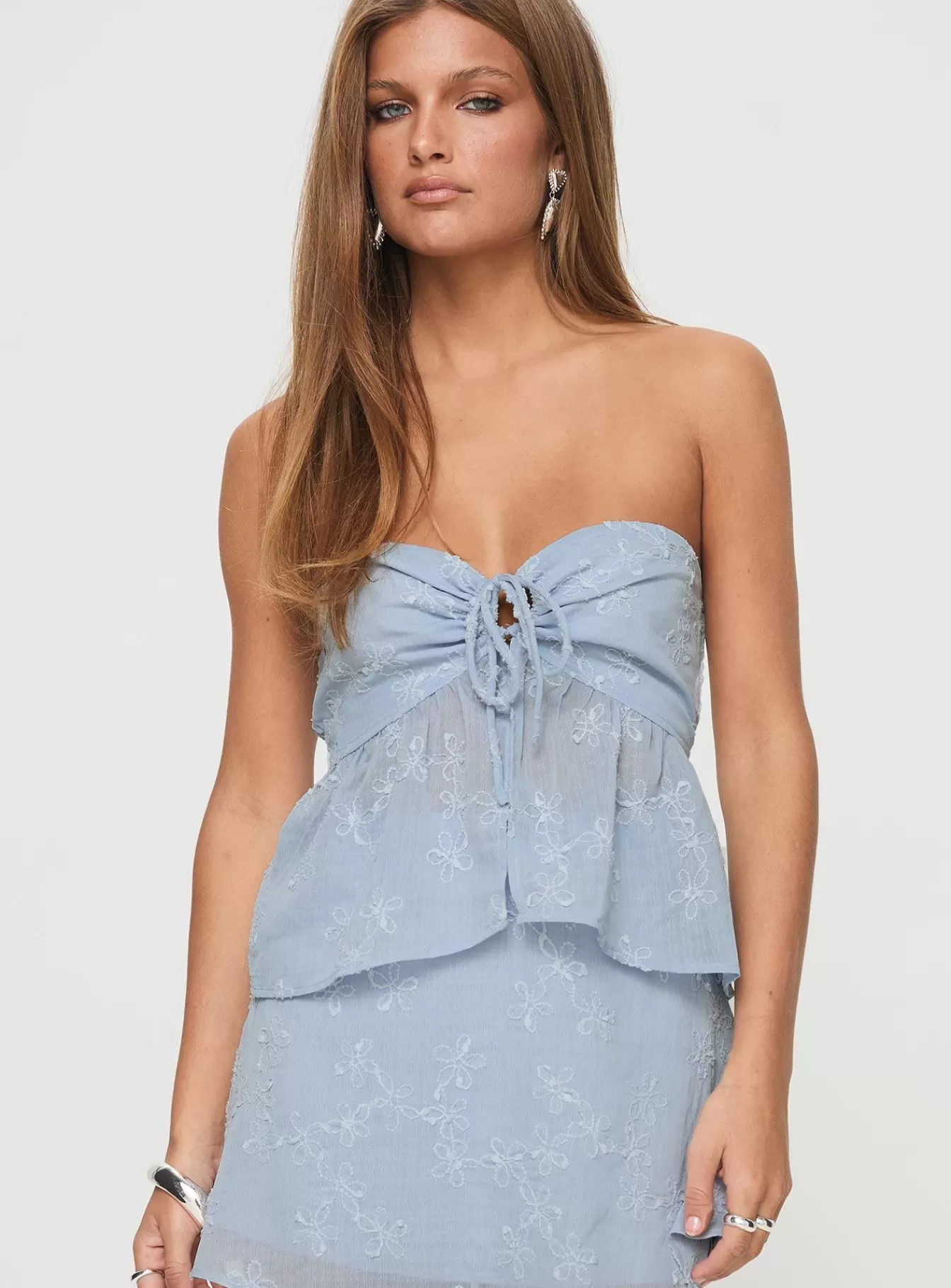 Princess Polly Crop Tops | Rosenberg Strapless Top Blue