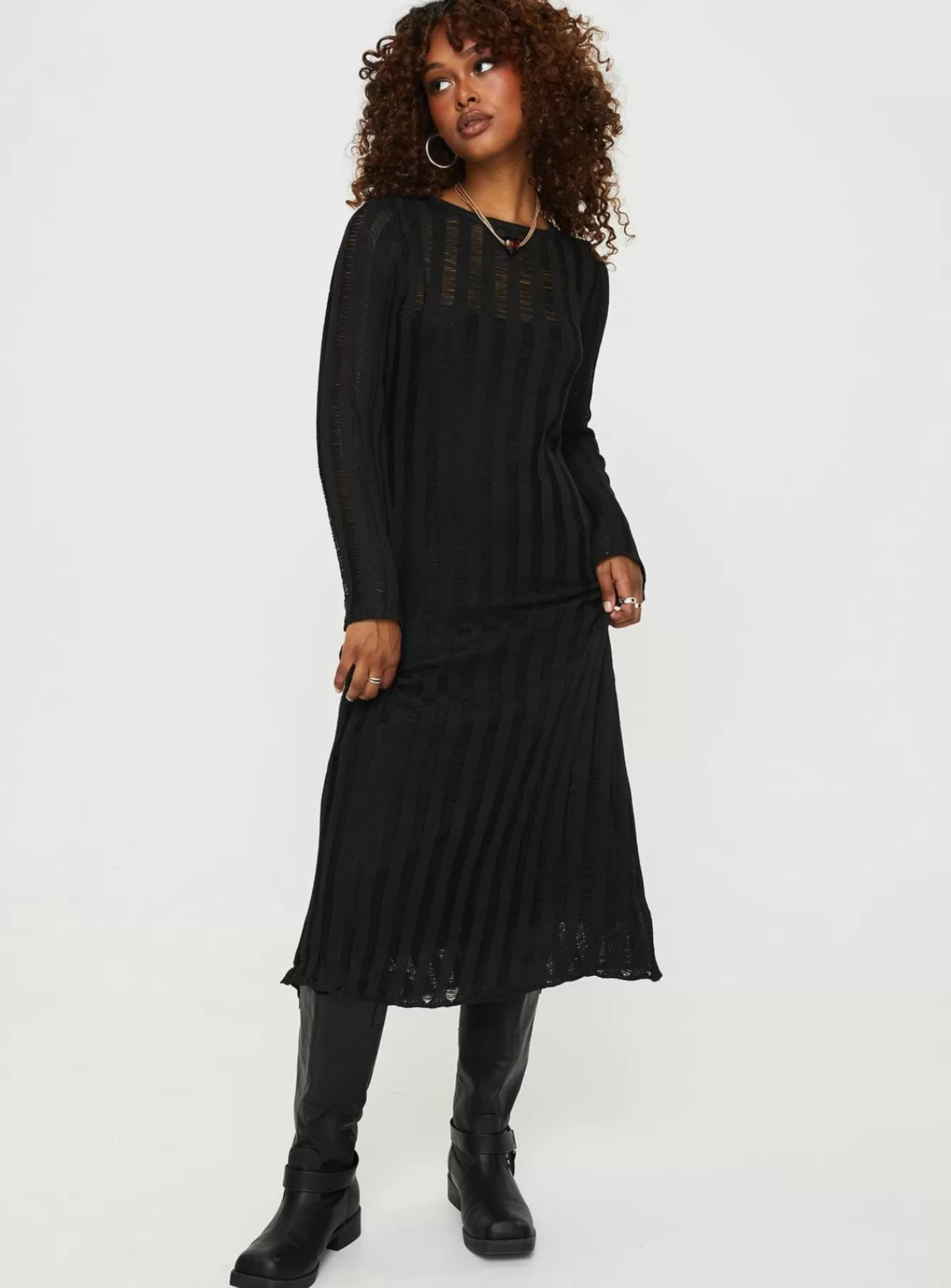 Princess Polly Maxi Dresses | Sabinne Long Sleeve Maxi Dress Black