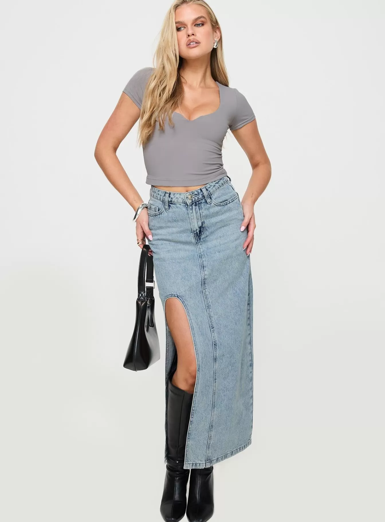 Princess Polly Skirts | Saige Denim Maxi Skirt Light Wash