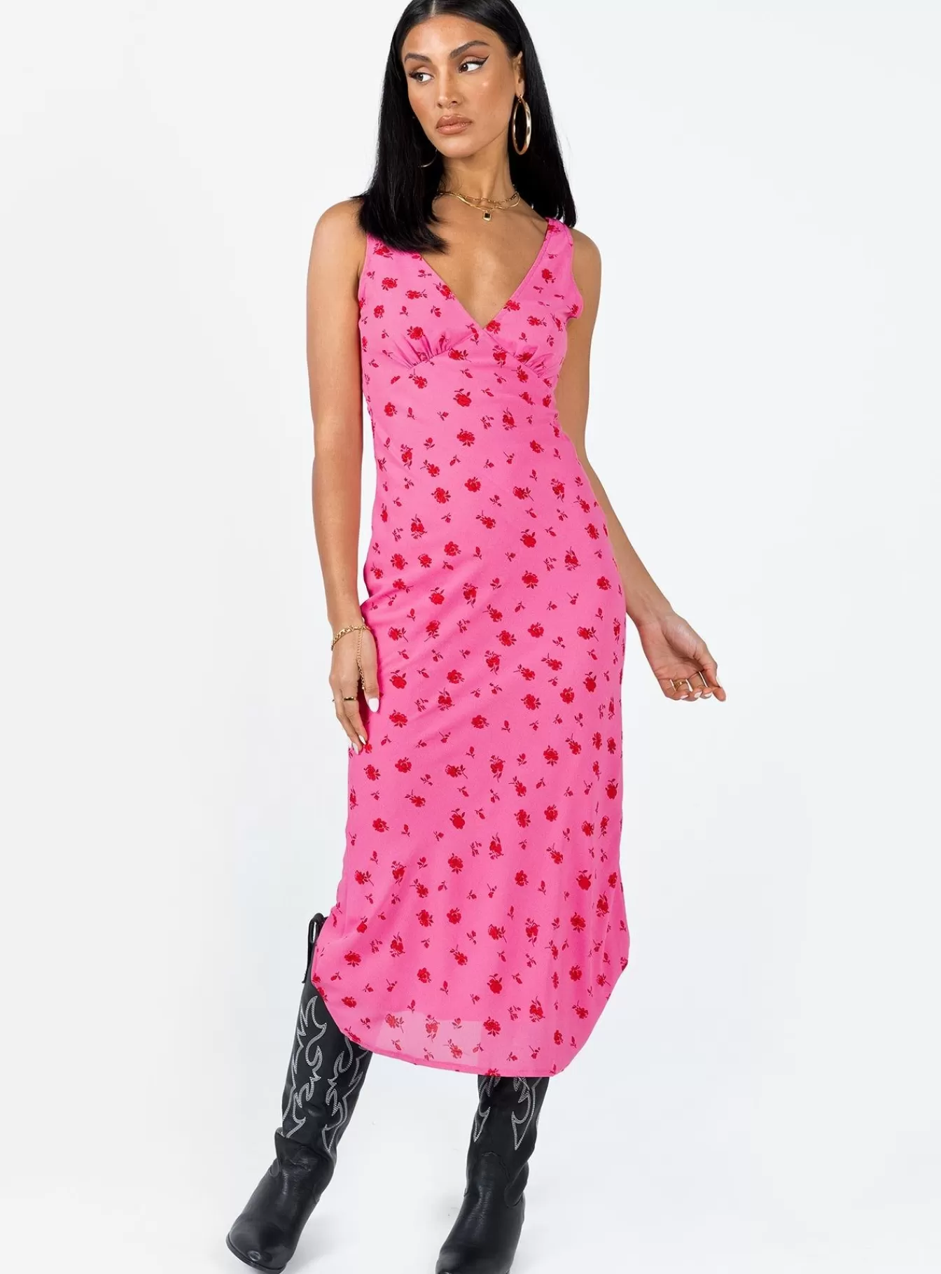 Princess Polly Midi Dresses | Sariah Midi Dress Floral Pink